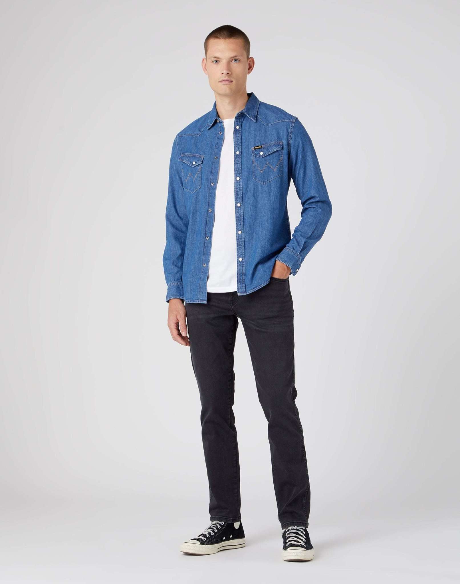 Texas Slim in Black Crow Jeans Wrangler