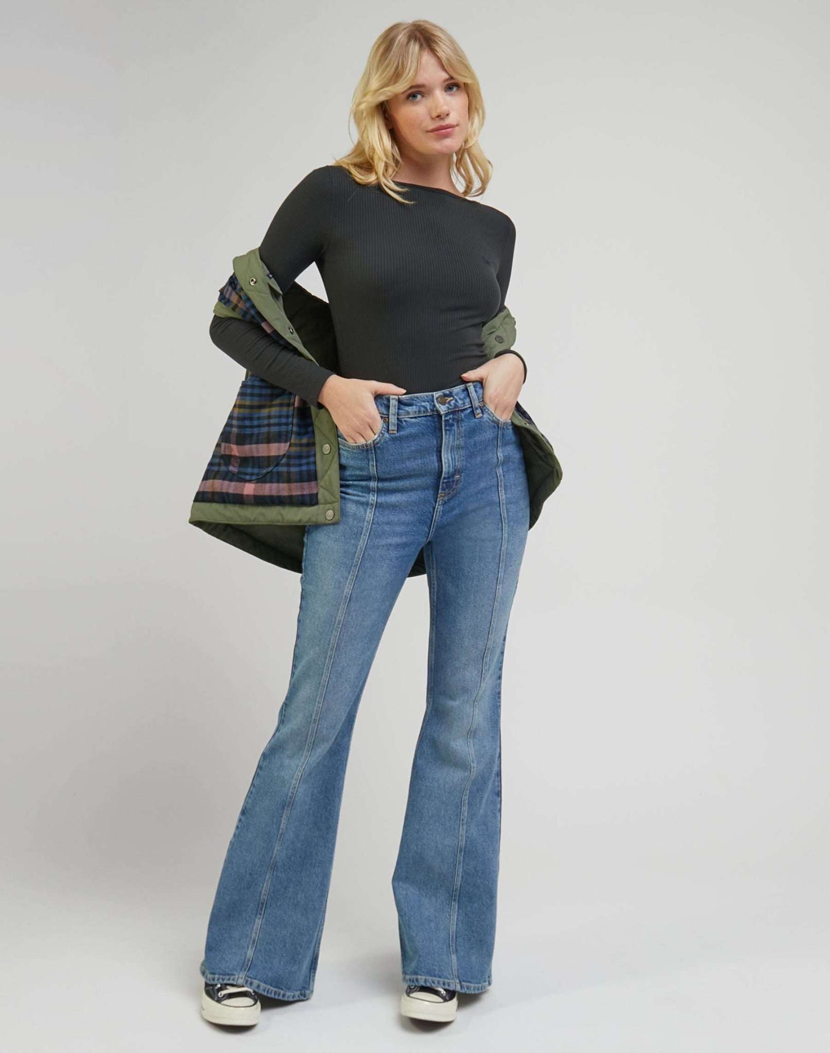 LS Boat Neck Tee in Charcoal Sweater Lee