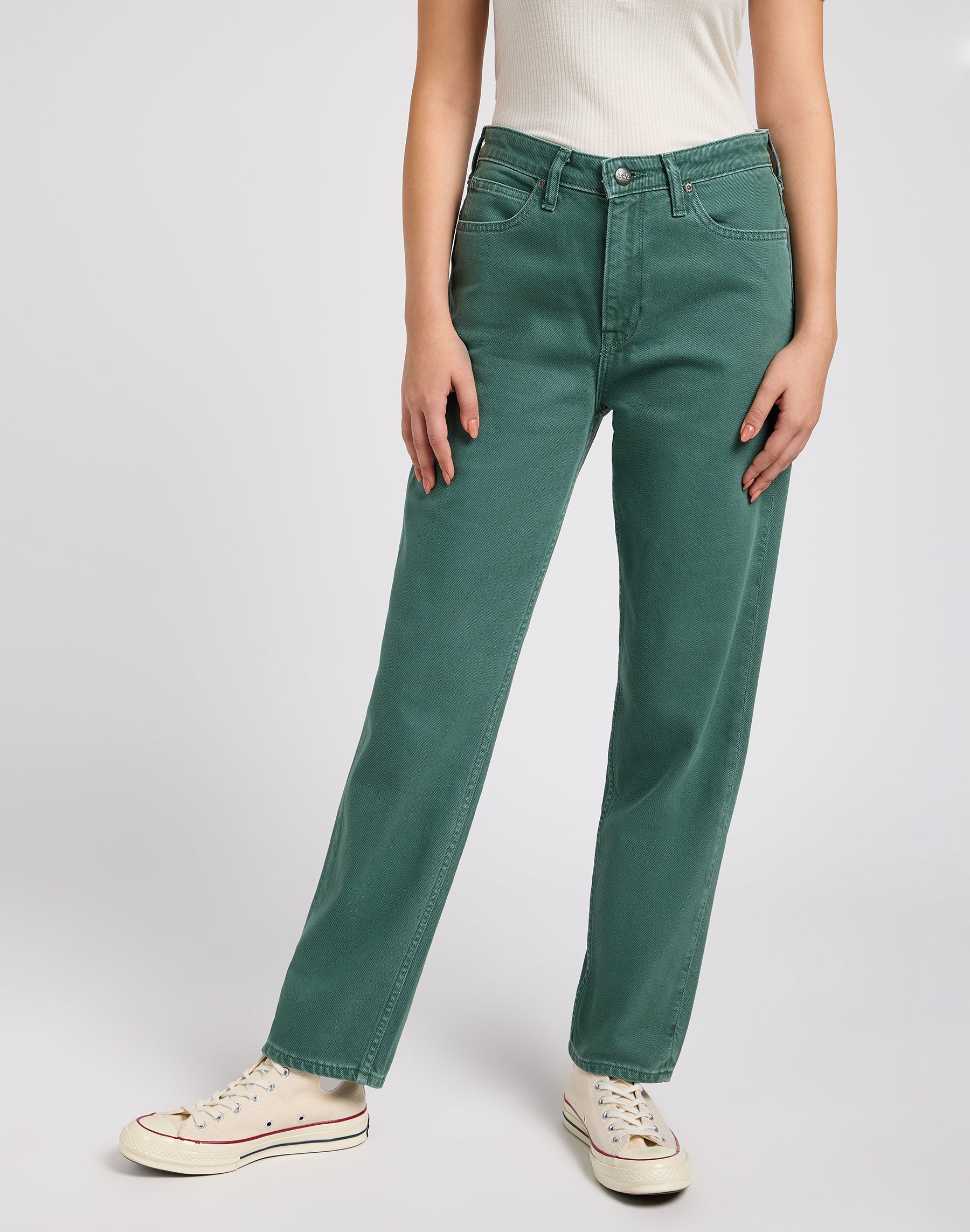 Carol in Evergreen pants Lee