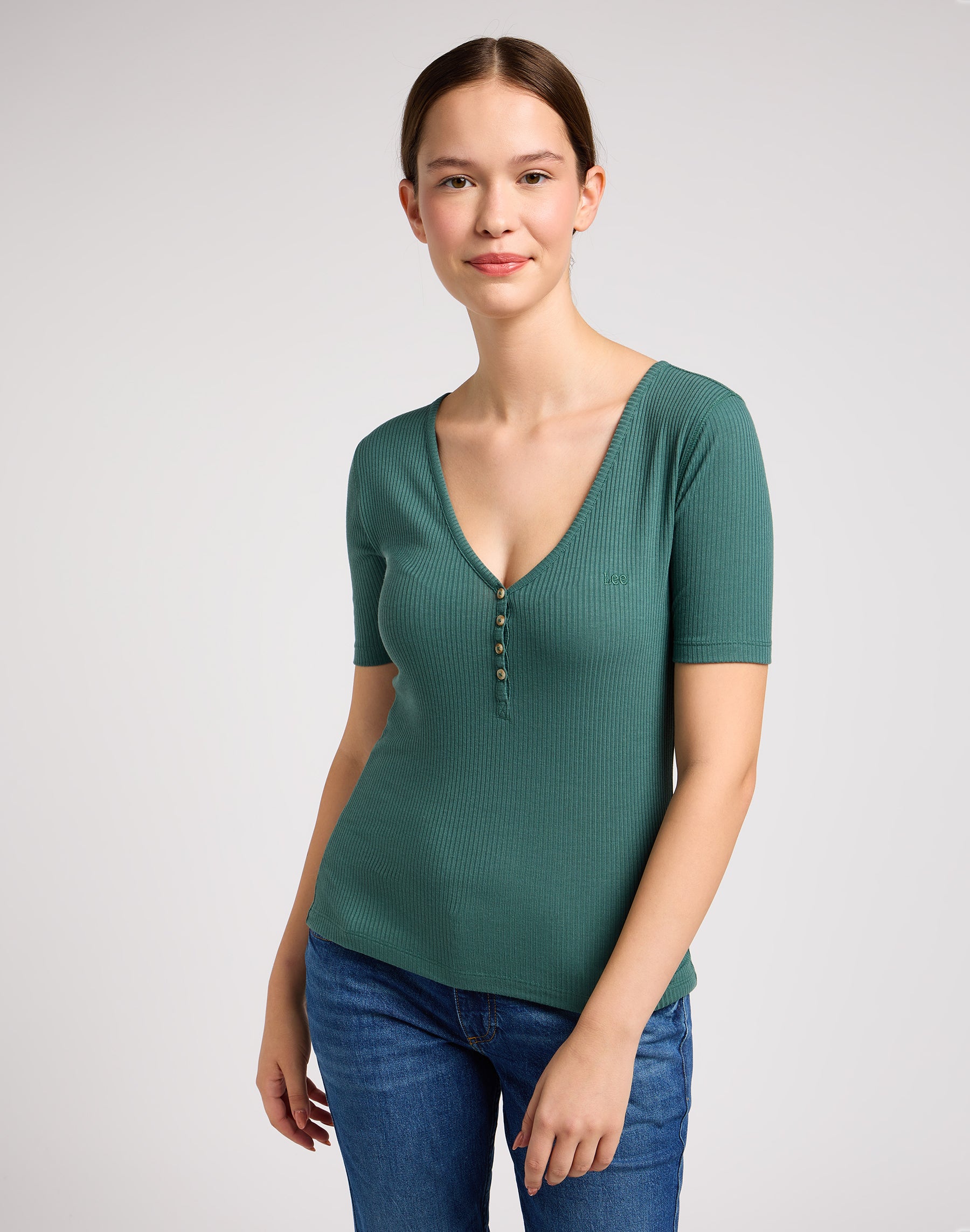 Shortsleeves Henley in Evergreen T-shirts Lee