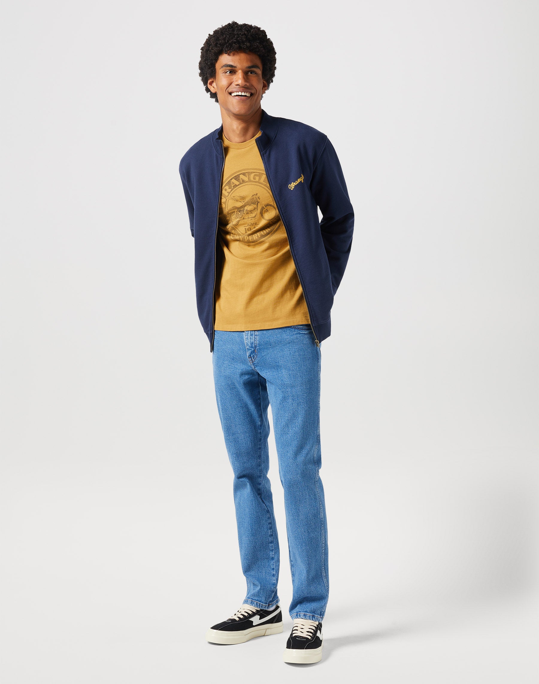 Funnel Neck Zip in Navy Sweat Jackets Wrangler