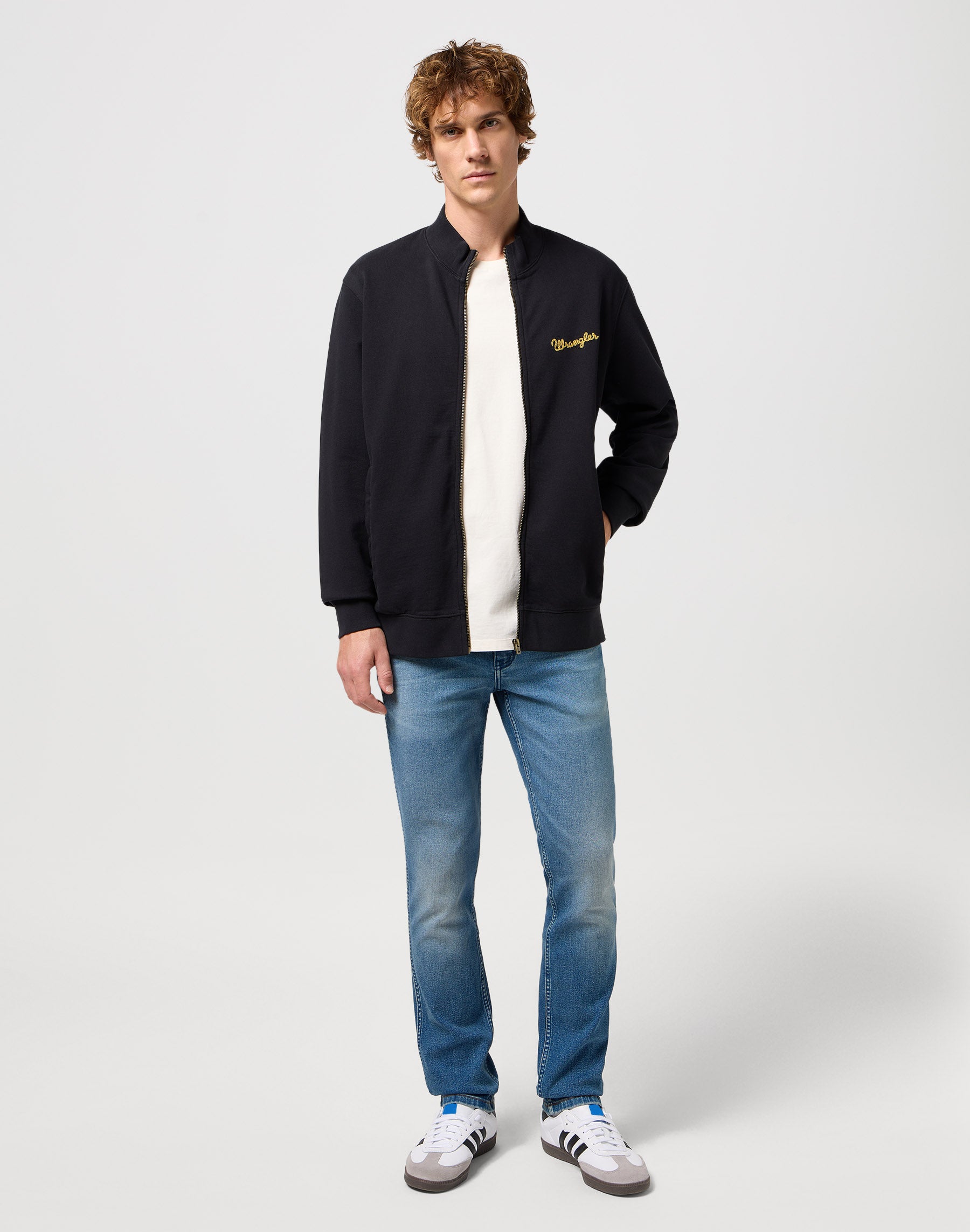 Funnel Neck Zip in Black Sweat Jackets Wrangler
