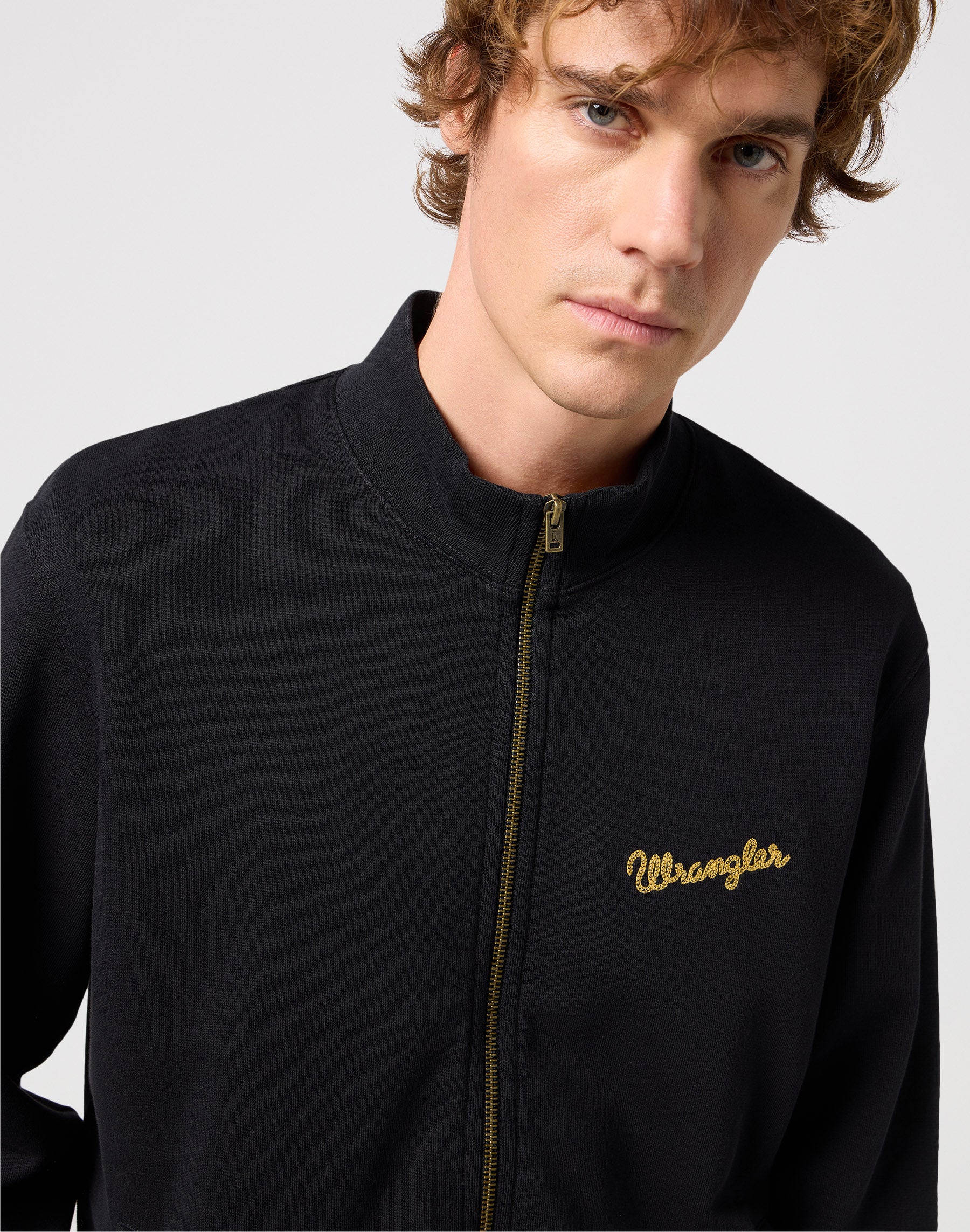 Funnel Neck Zip in Black Sweat Jackets Wrangler