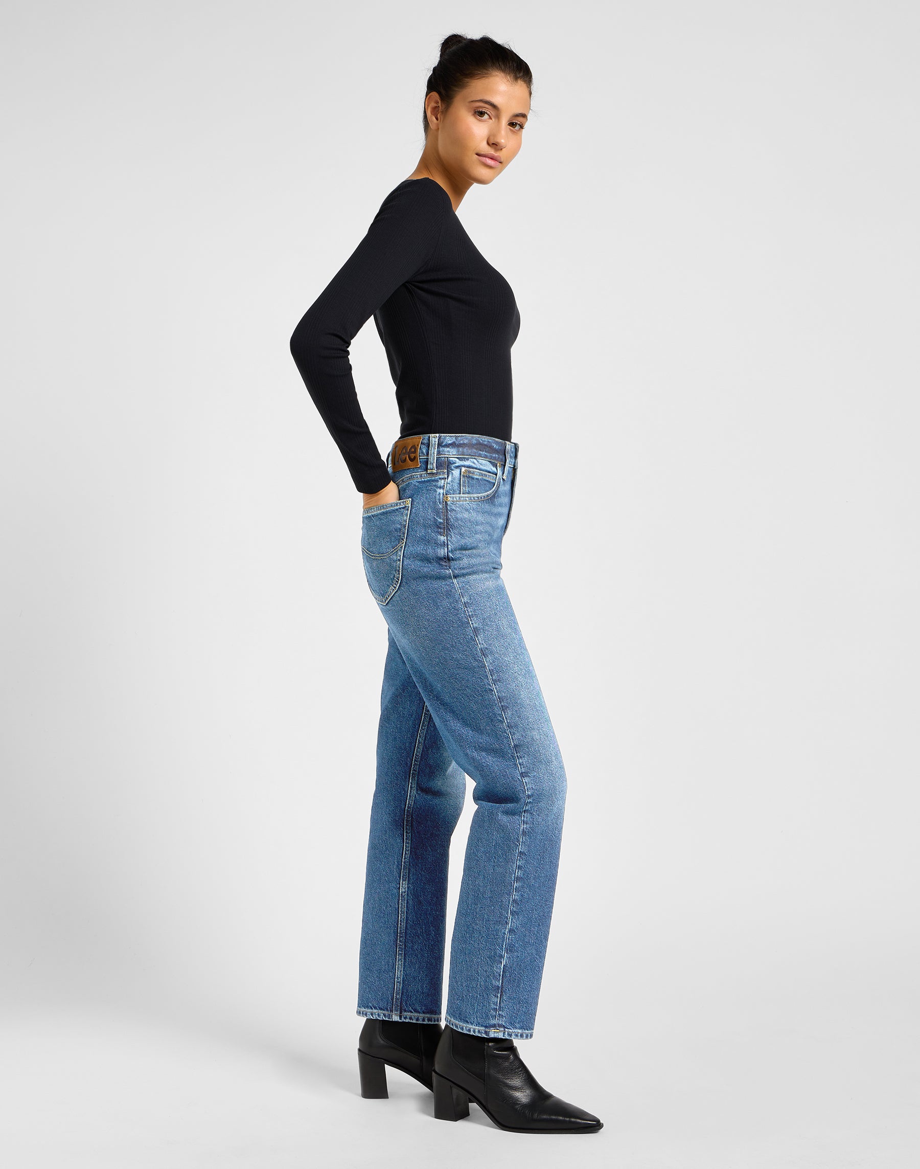 Carol in classic denim jeans Lee