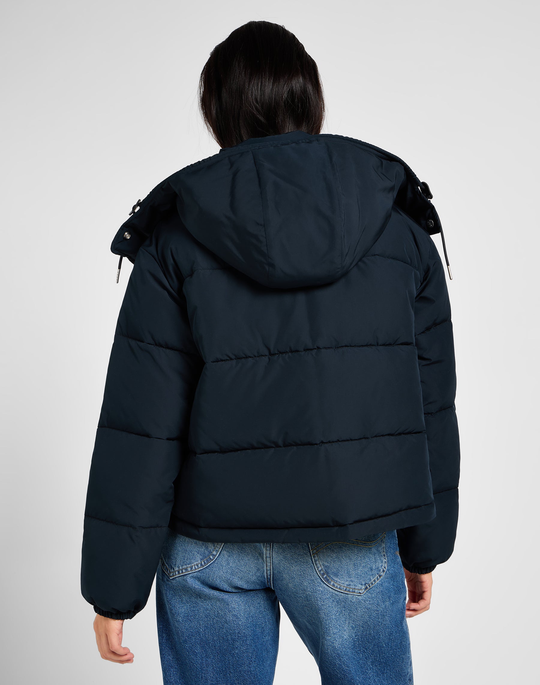 Hooded Short Puffer in Unionall Black Jackets Lee