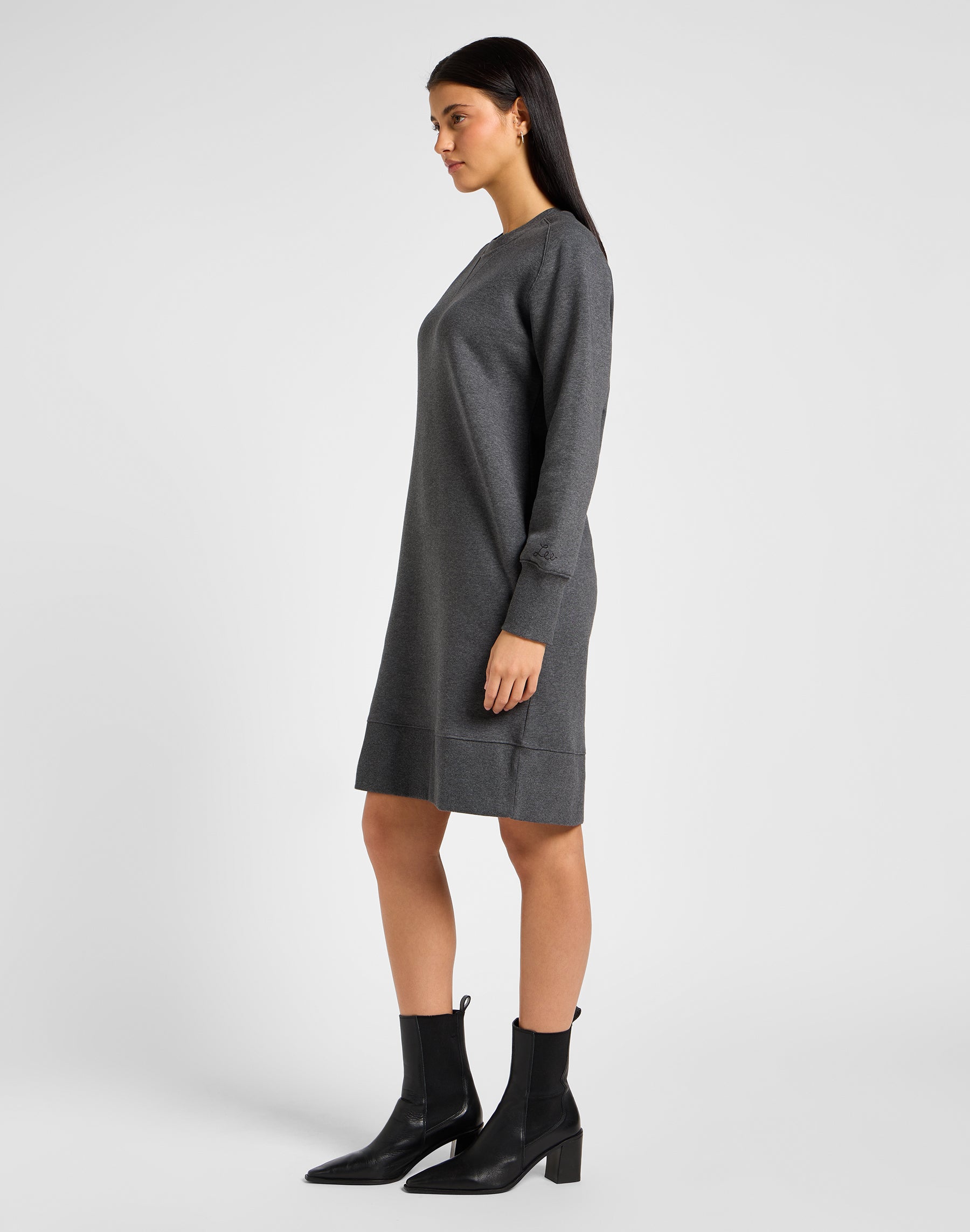 Raglan Sweatshirt Dress in Charcoal Heather Dresses Lee
