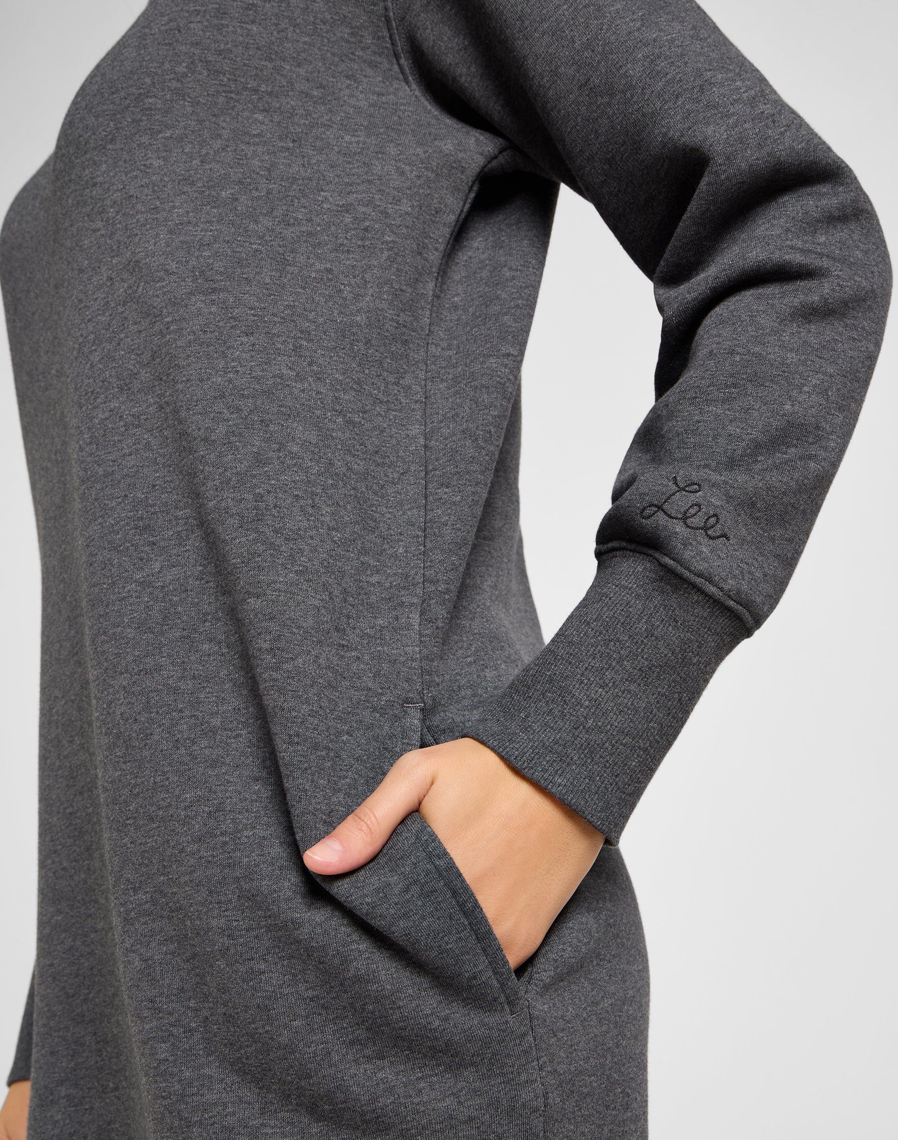 Raglan Sweatshirt Dress in Charcoal Heather Dresses Lee