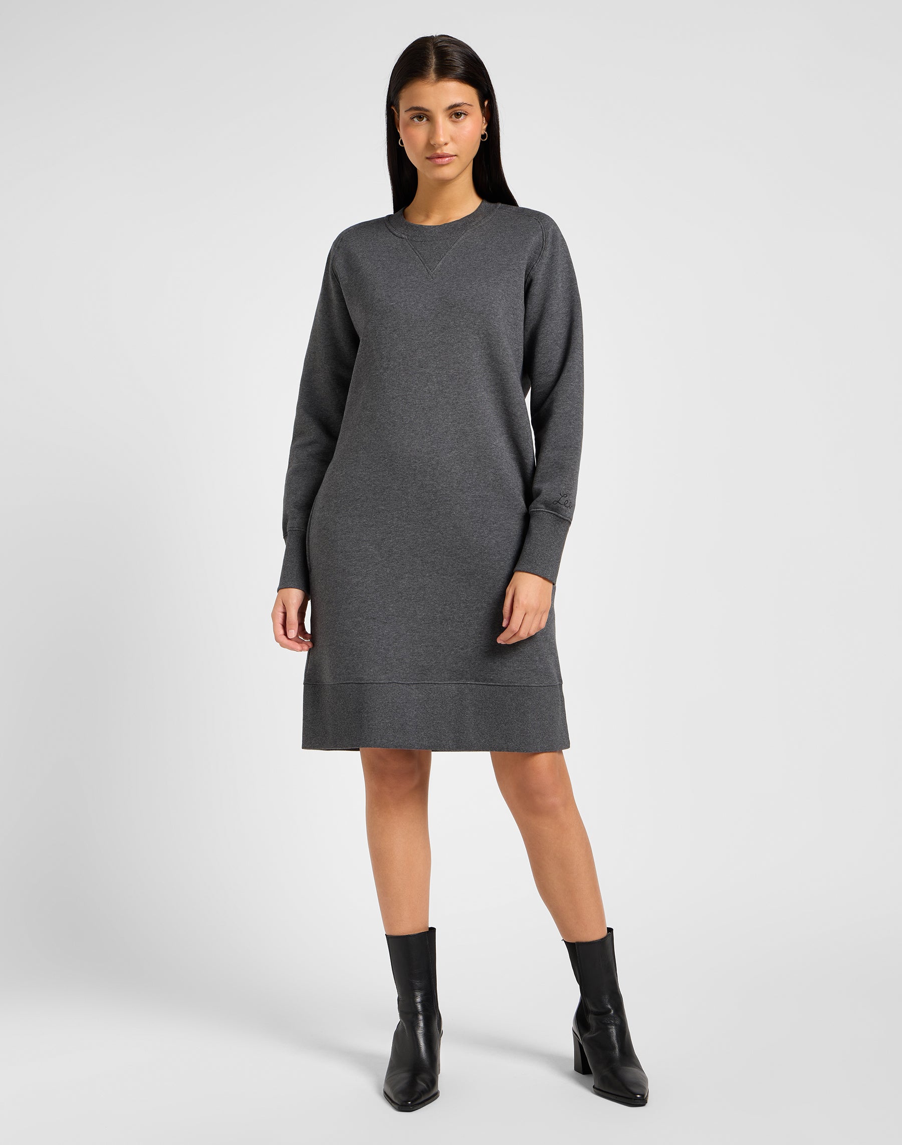 Raglan Sweatshirt Dress in Charcoal Heather Dresses Lee