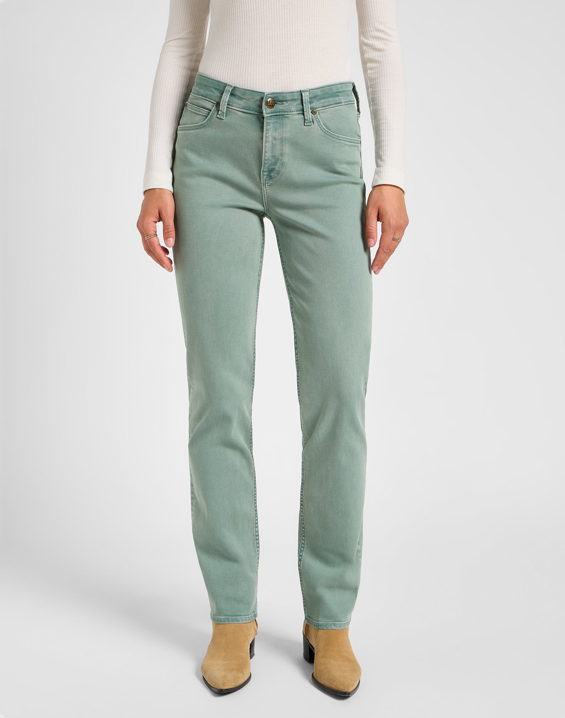 Marion Straight in Muted Sage Pants Lee