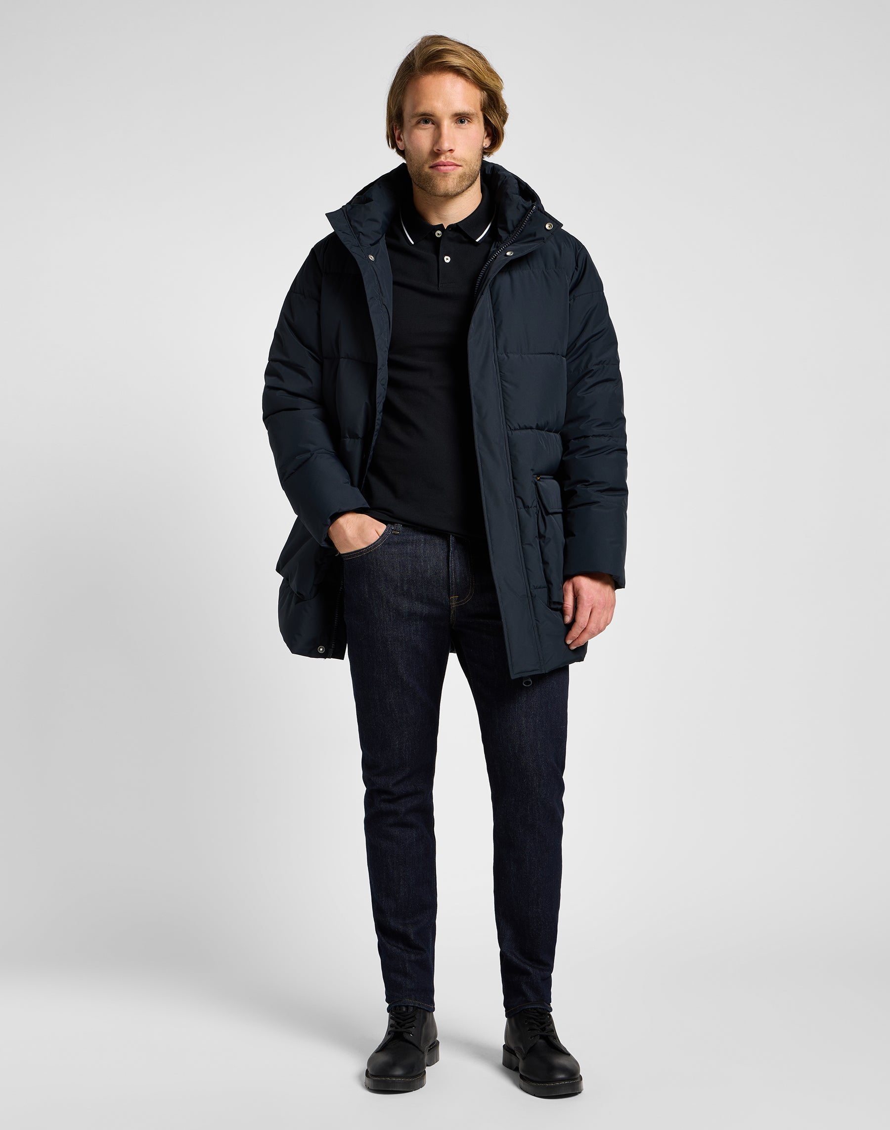 Long Puffer Jacket in Black Jackets Lee