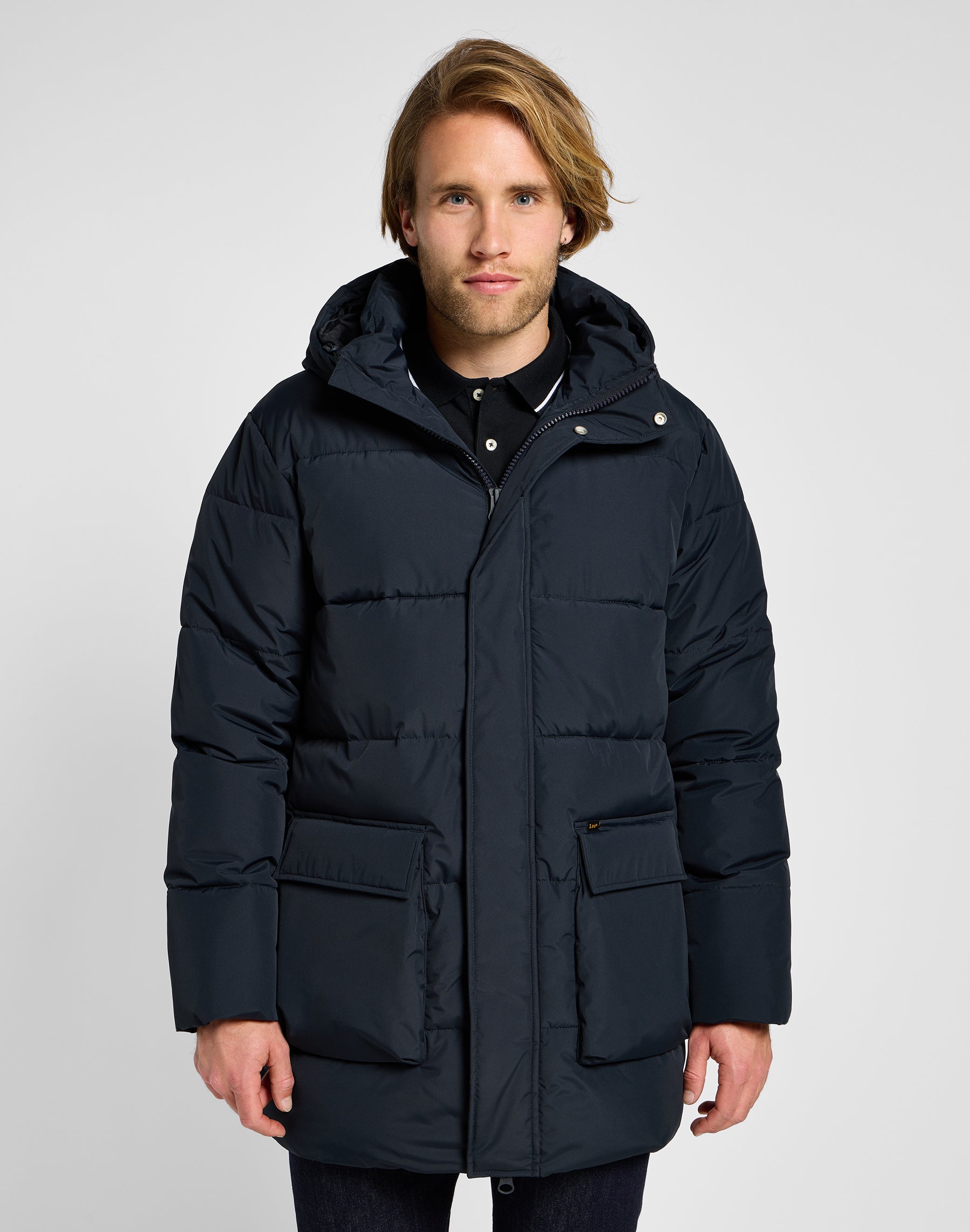 Long Puffer Jacket in Black Jackets Lee