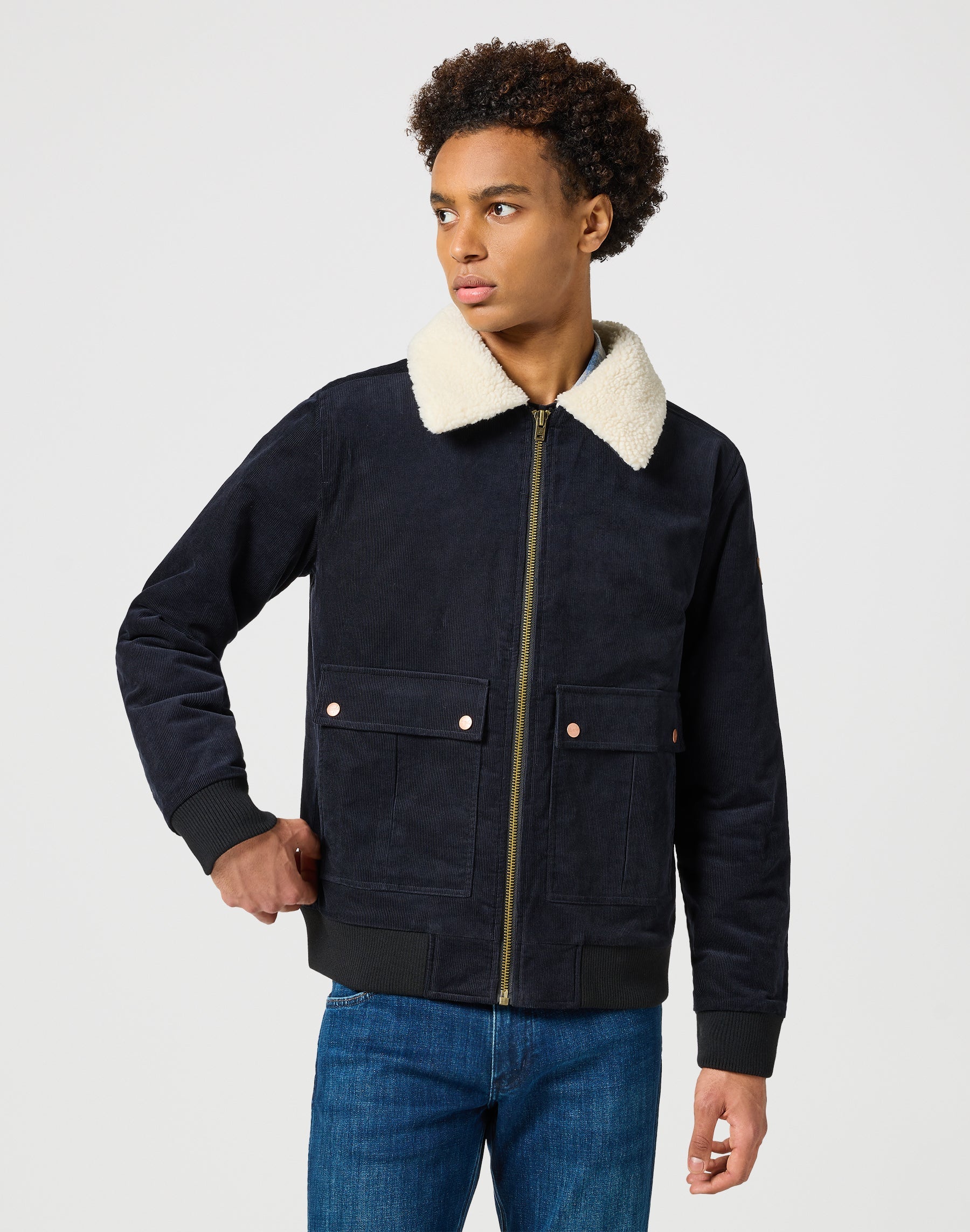 Corduroy Aviator in Black Jackets Wrangler