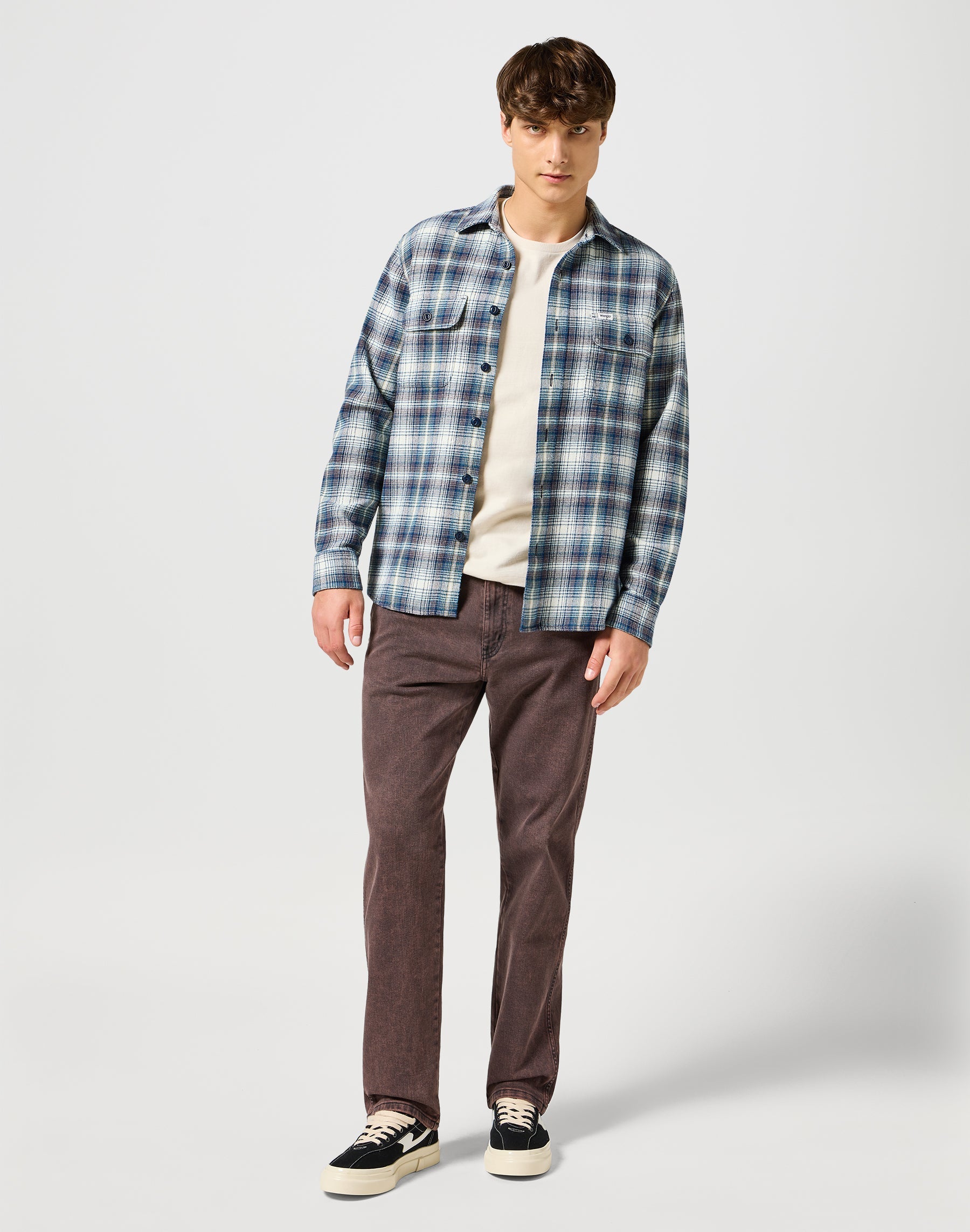 Two Pocket Shirt in Blue Grey Shirts Wrangler