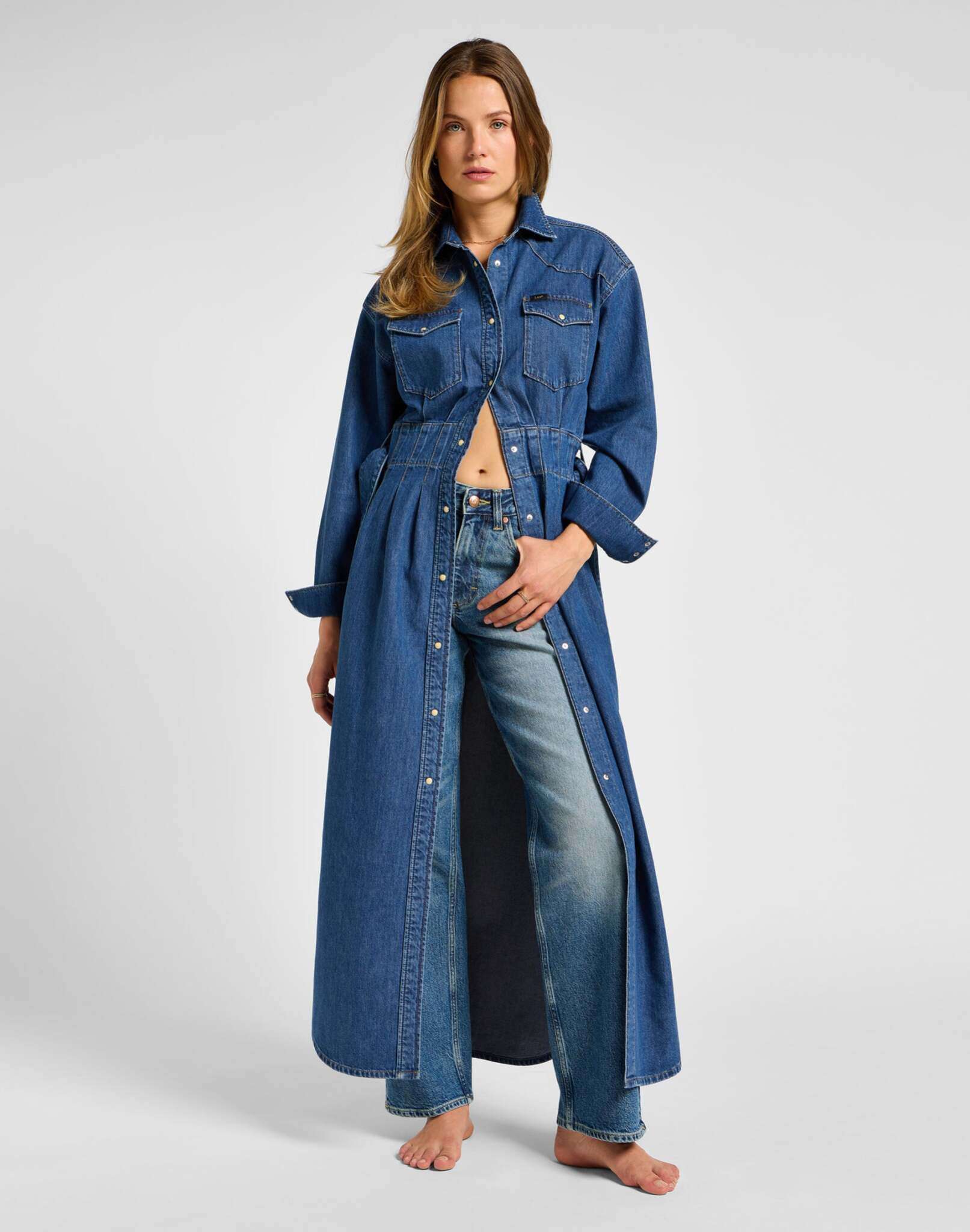 Belted Western Dress in Blue Fusion Dresses Lee