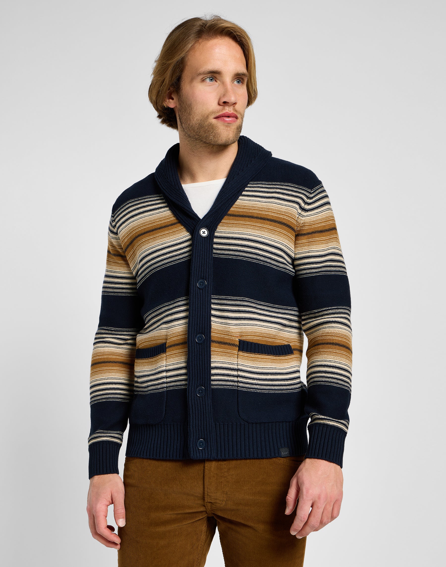 Frontier Cardigan in Navy Lee Switzerland