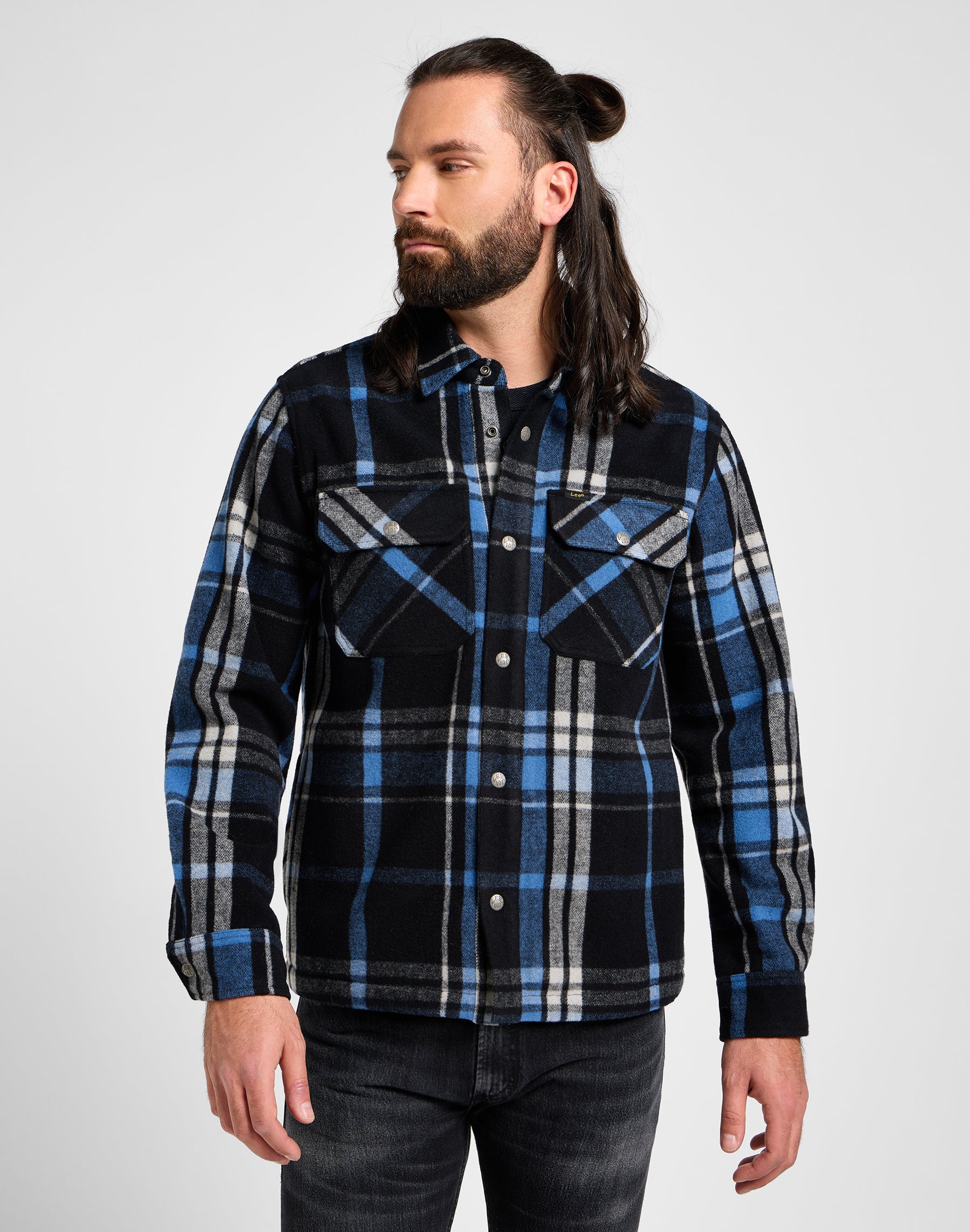 101 Wool Overshirt in Black Shirts Lee