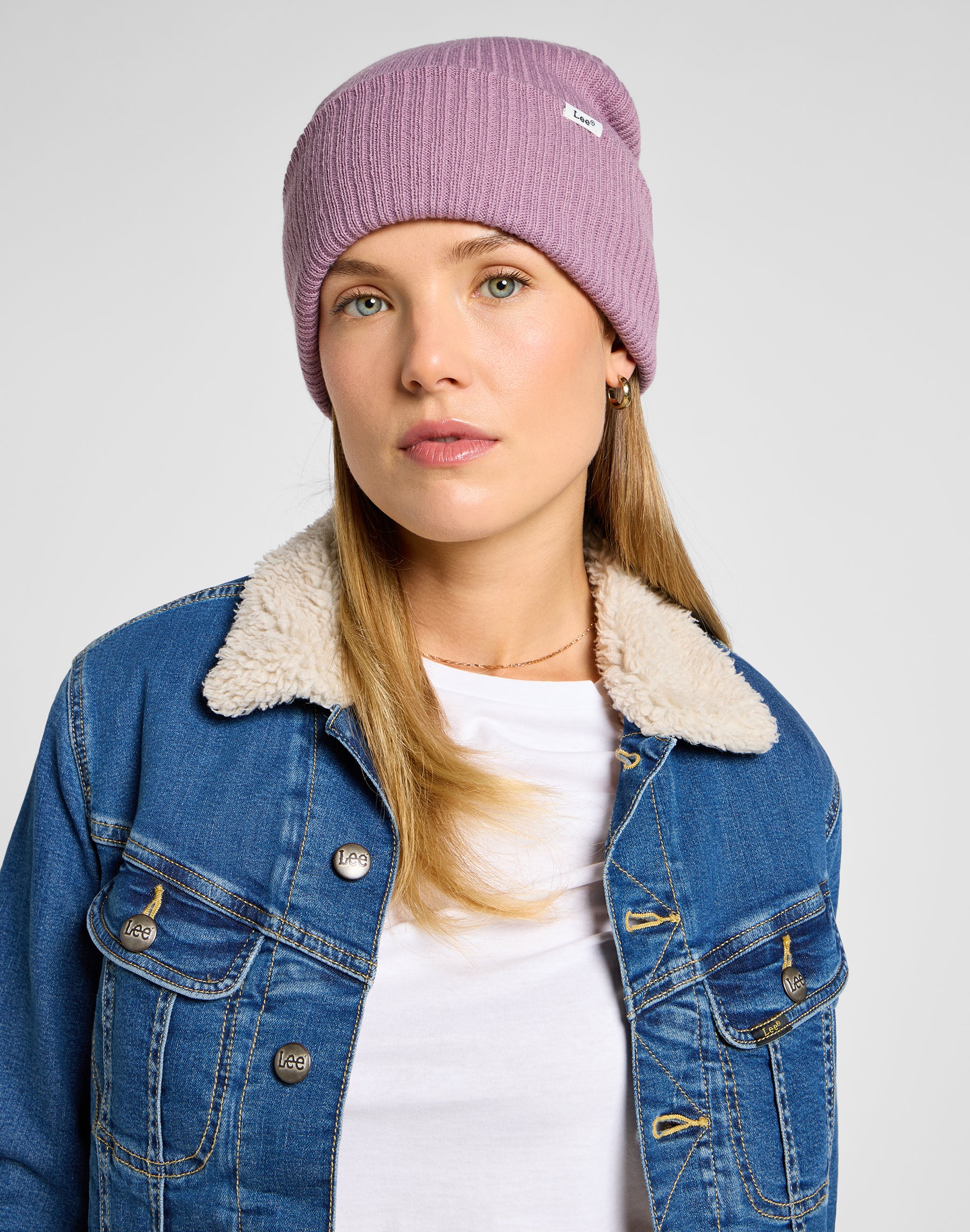 Ribbed Beanie in Pretty Plum caps Lee