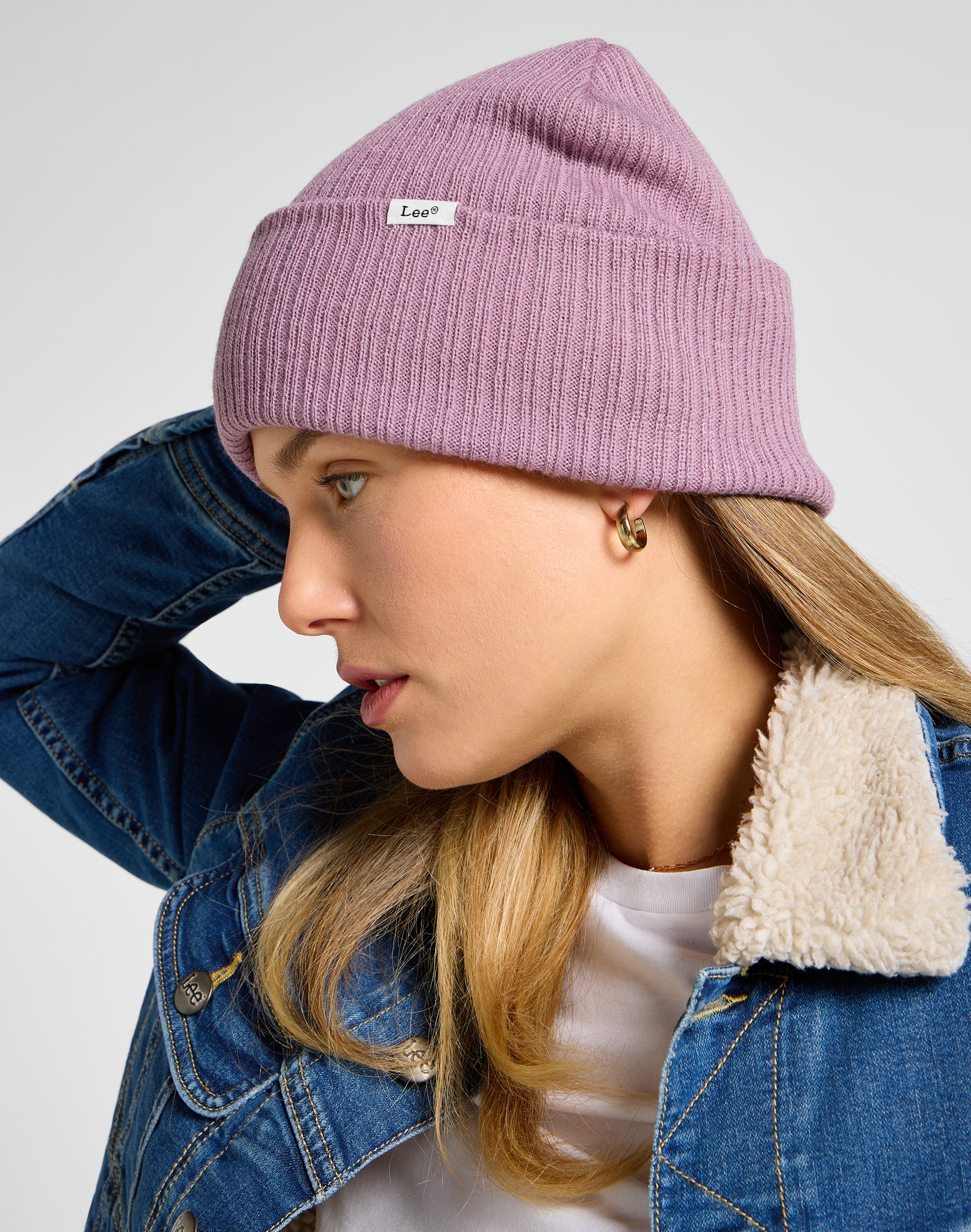 Ribbed Beanie in Pretty Plum caps Lee