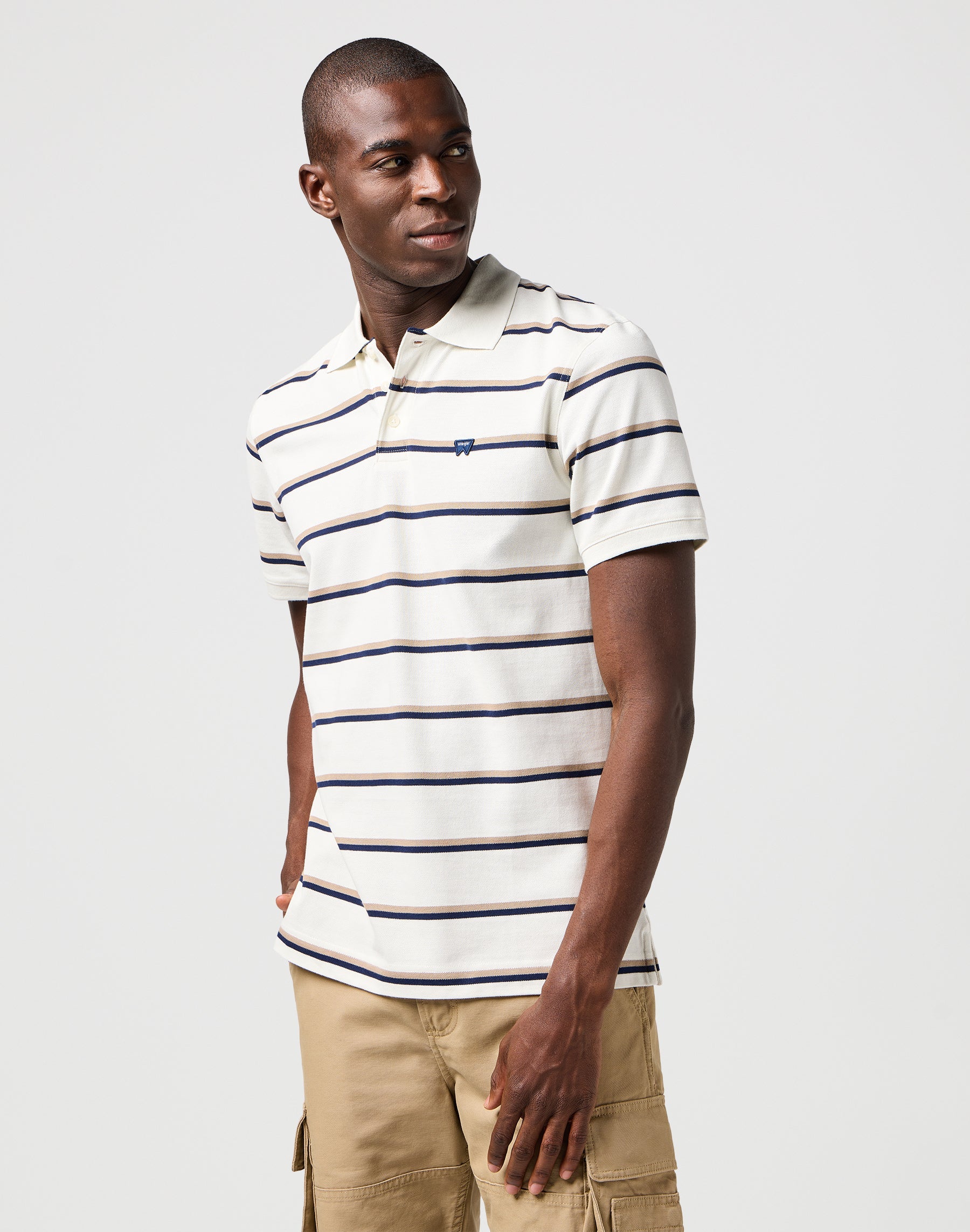 Stripe Polo Shirt in White T-Shirts Wrangler
