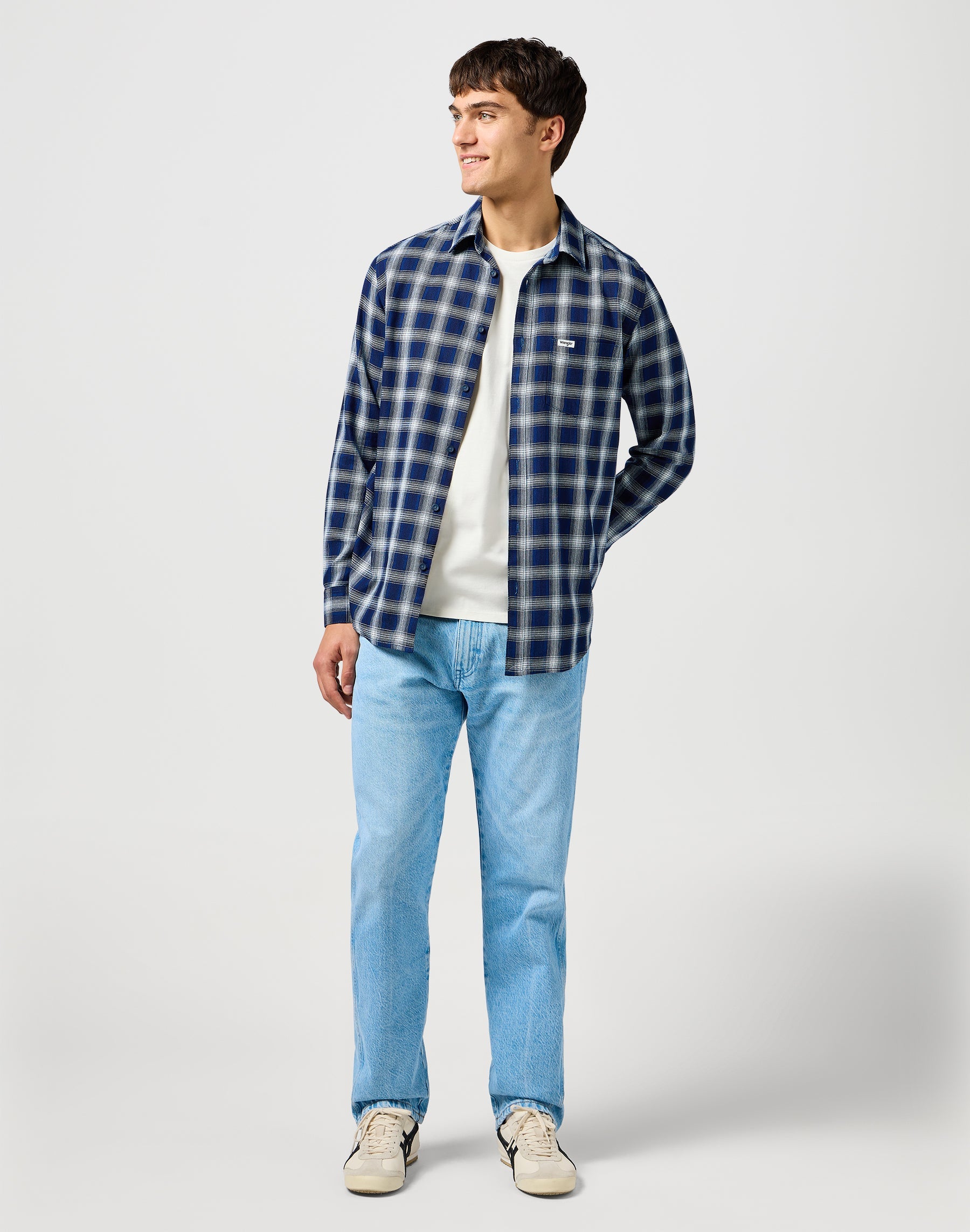 1 Pkt Shirt in Indigo Plaid Shirts Wrangler
