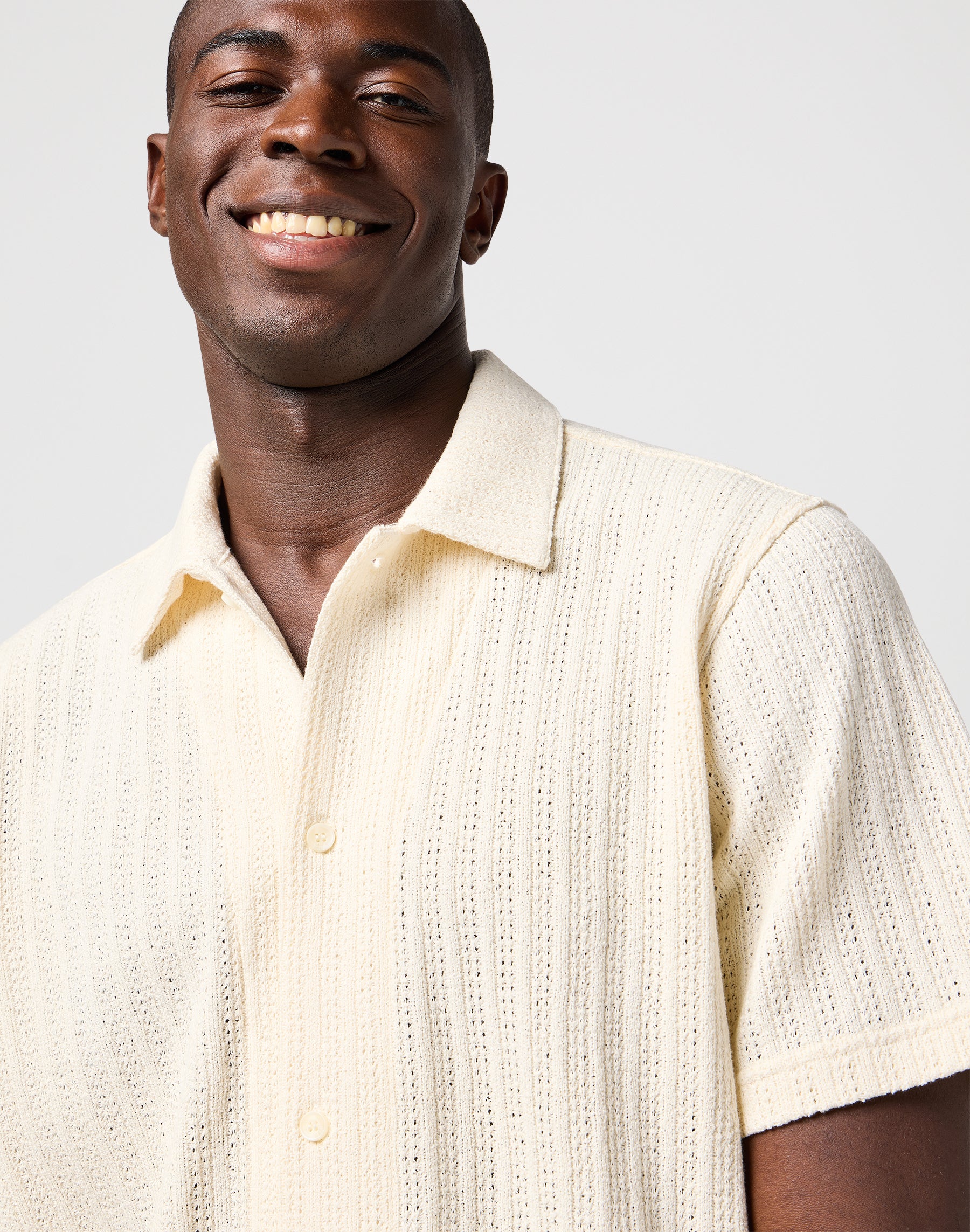 Ss Knit Shirt in Natural Shirts Wrangler