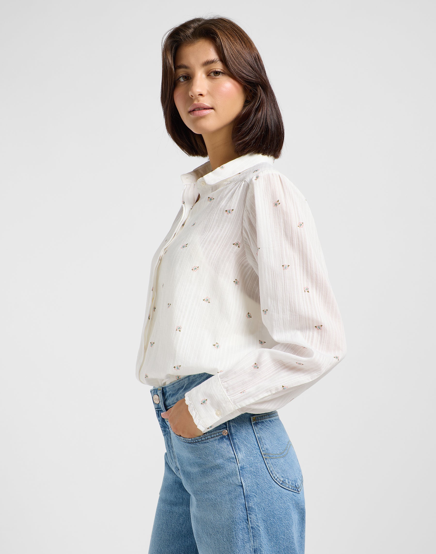 Shirred Blouse in Grove Floral Shirts Lee