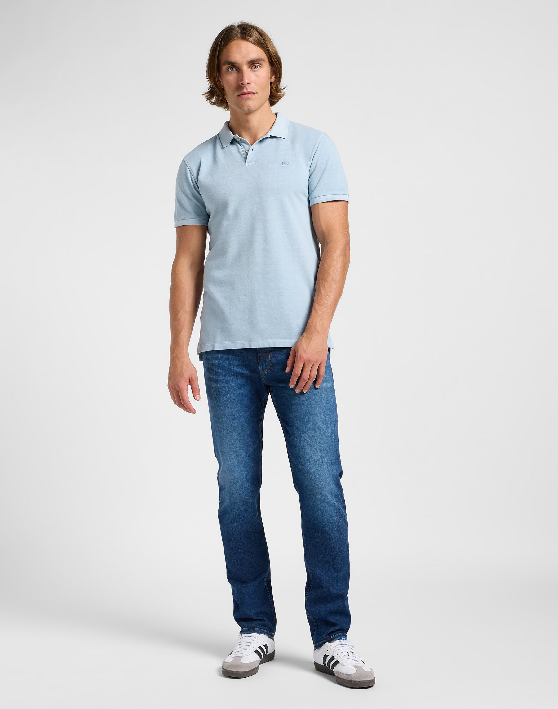 Garment Dye Polo in Concrete Gray T-Shirts Lee