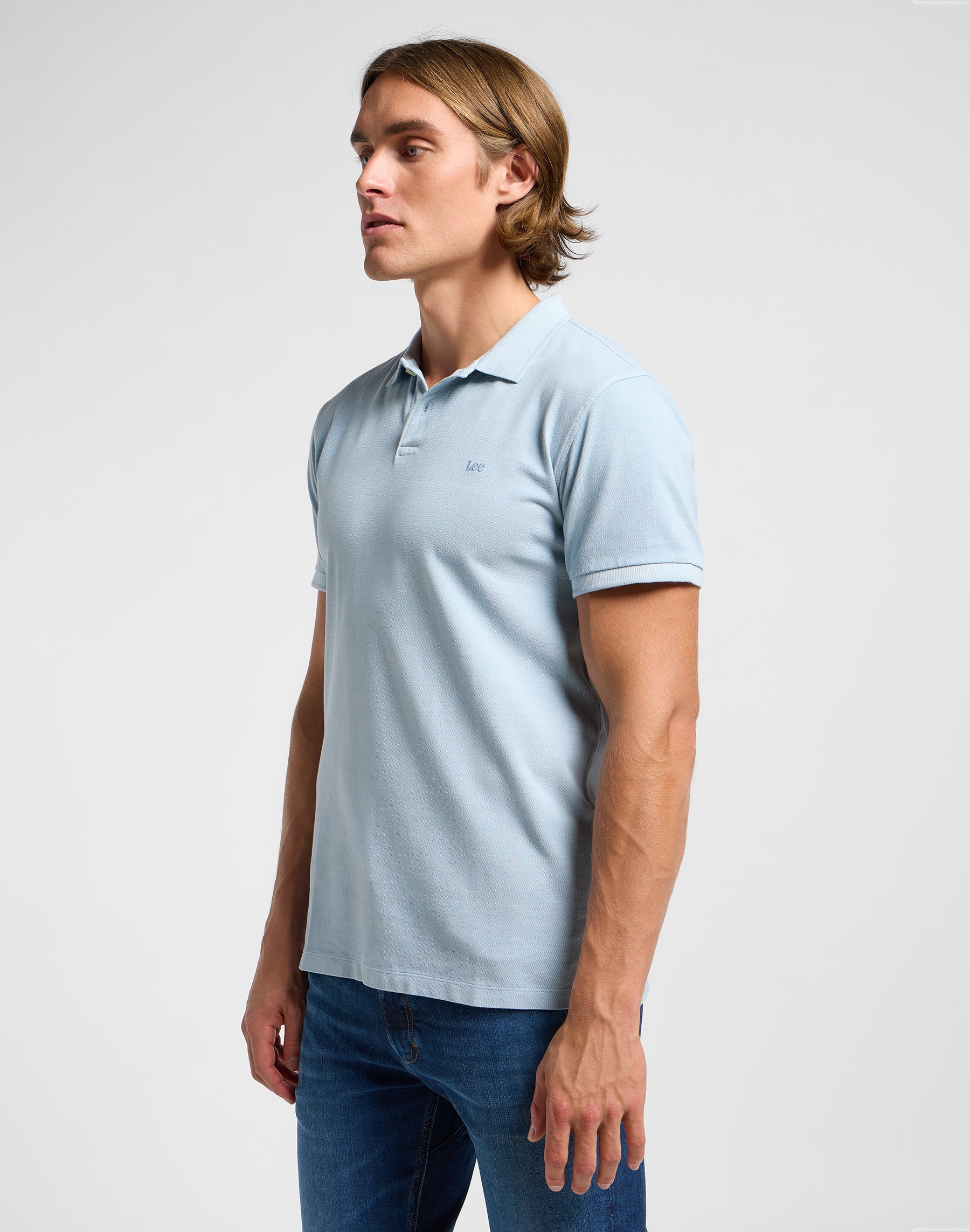 Garment Dye Polo in Concrete Gray T-Shirts Lee