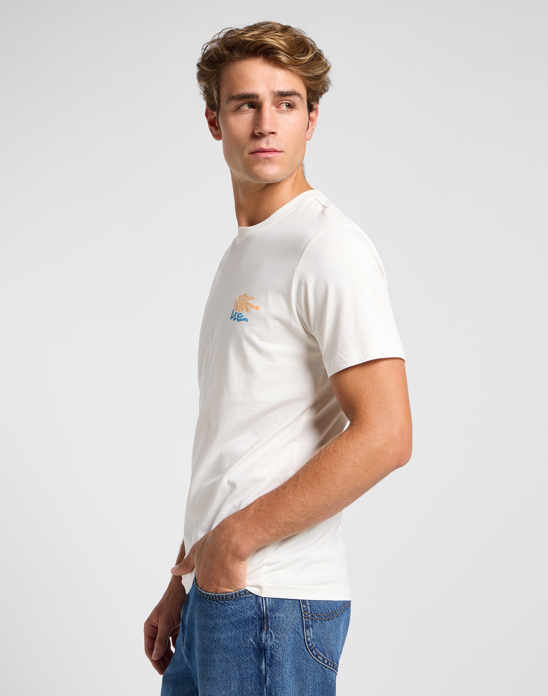 Medium Logo Tee in Ecru T-Shirts Lee