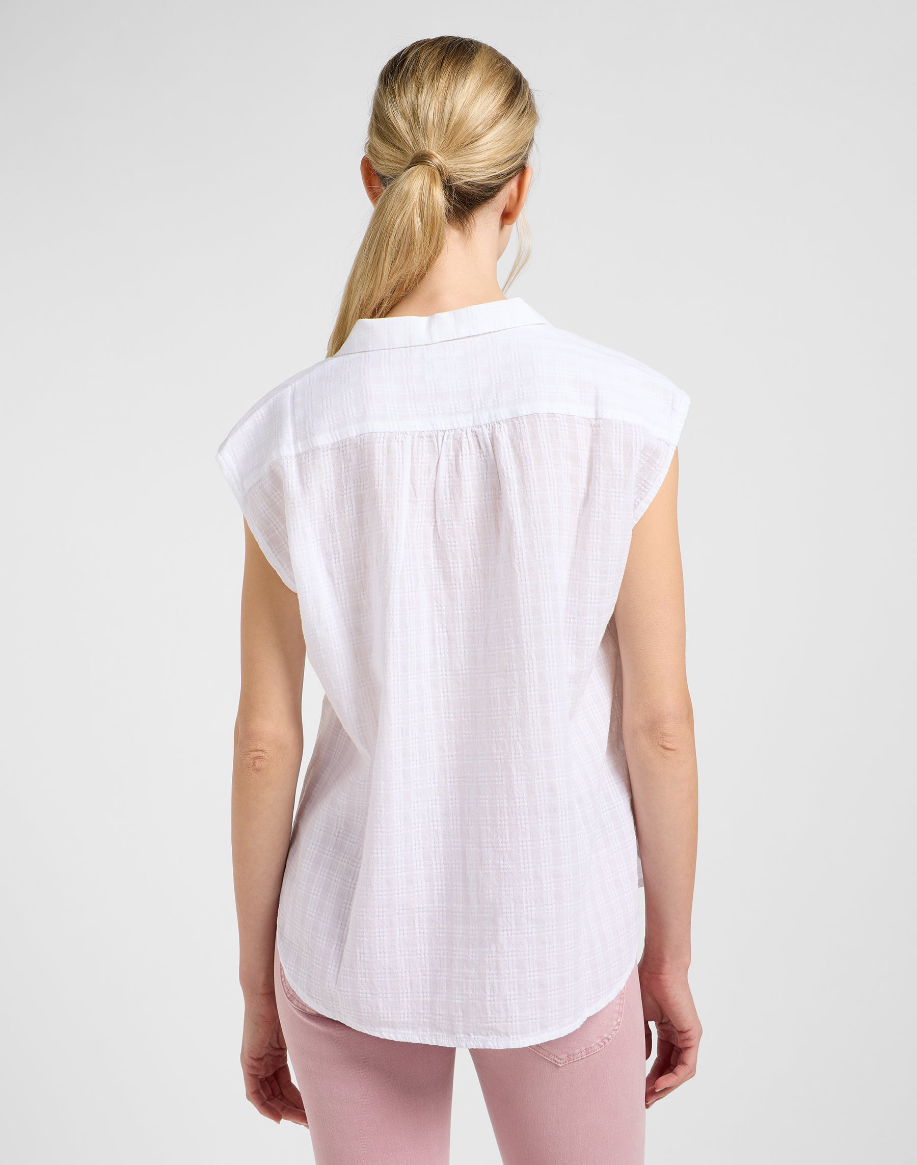 Cap Sleeve Shirt in Bright White Shirts Lee