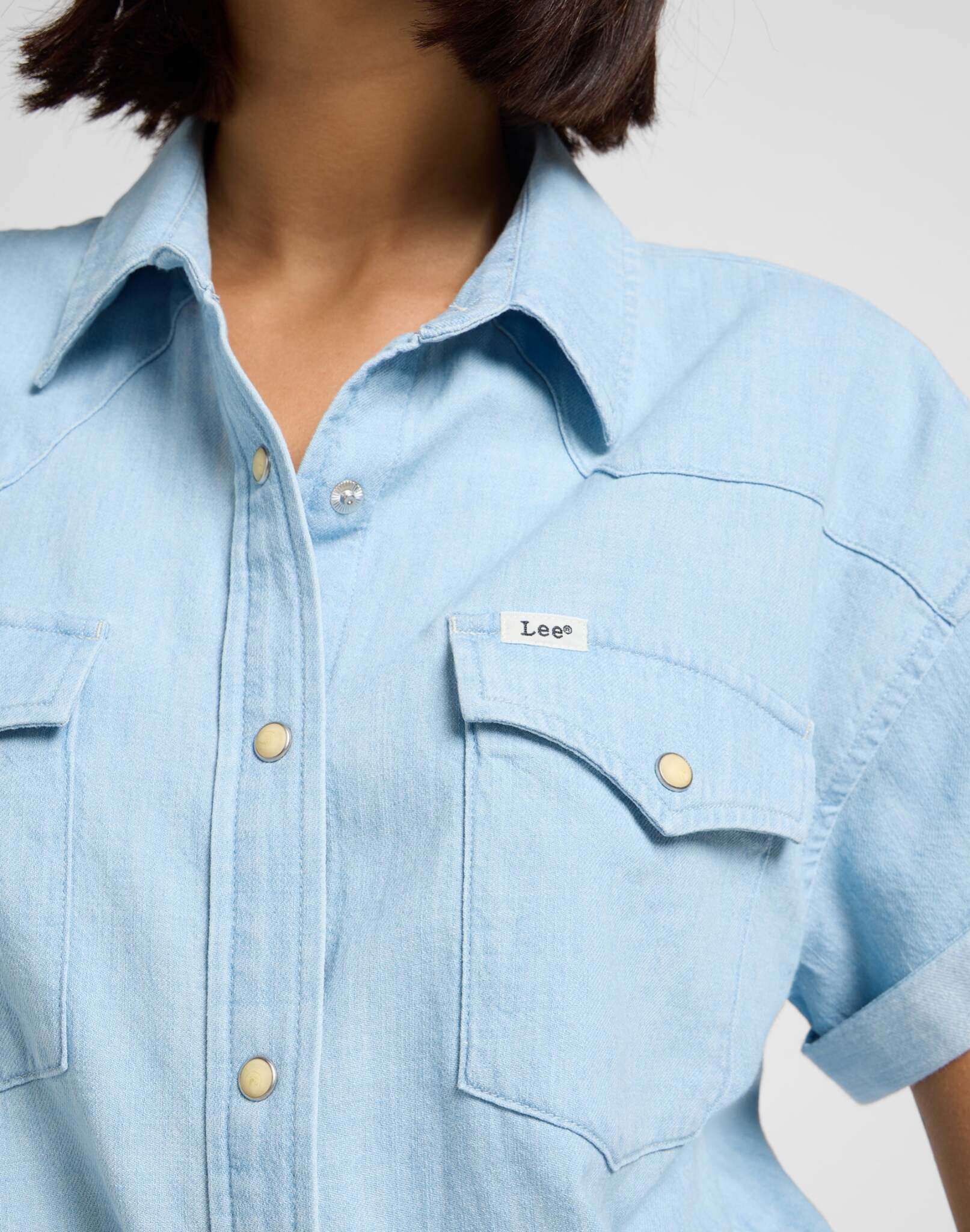 Crop Tied Western Shirt in Light Mood Shirts Lee