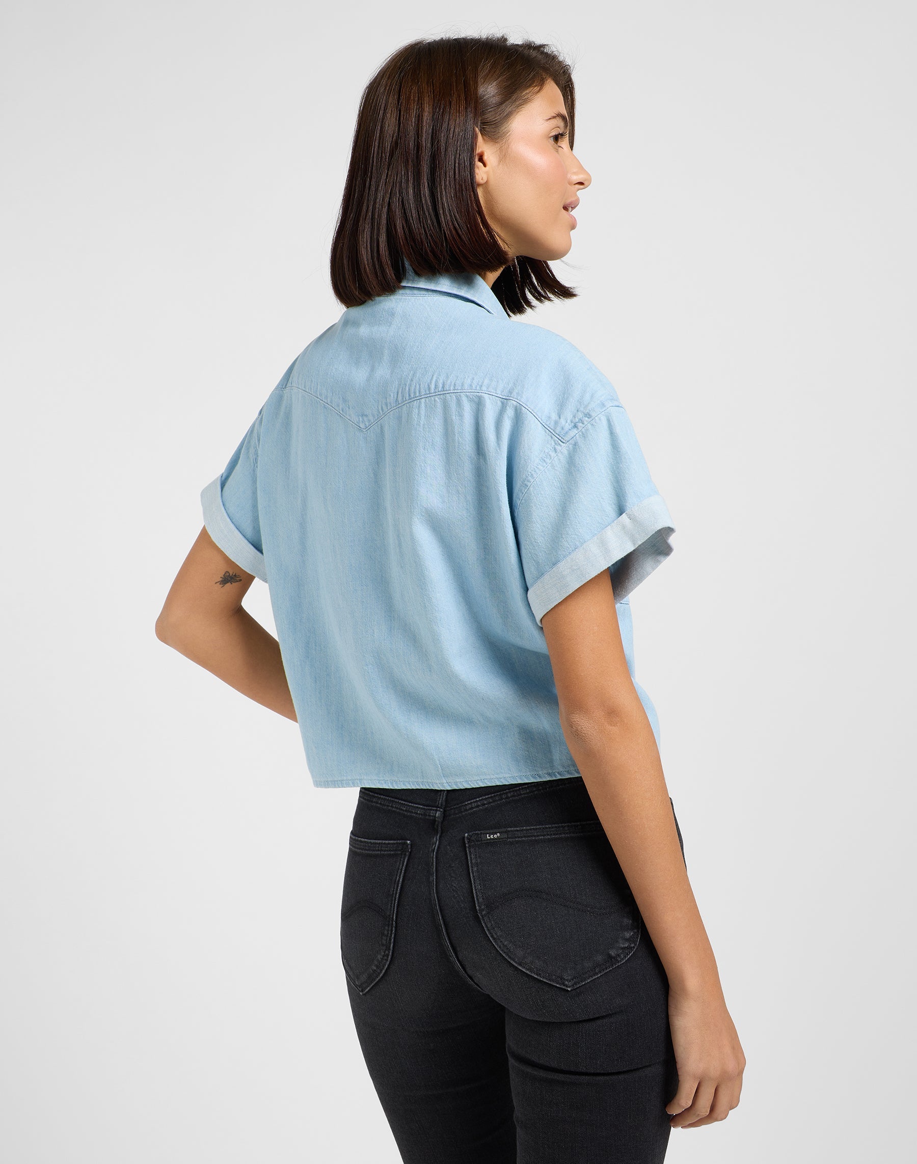 Crop Tied Western Shirt in Light Mood Shirts Lee