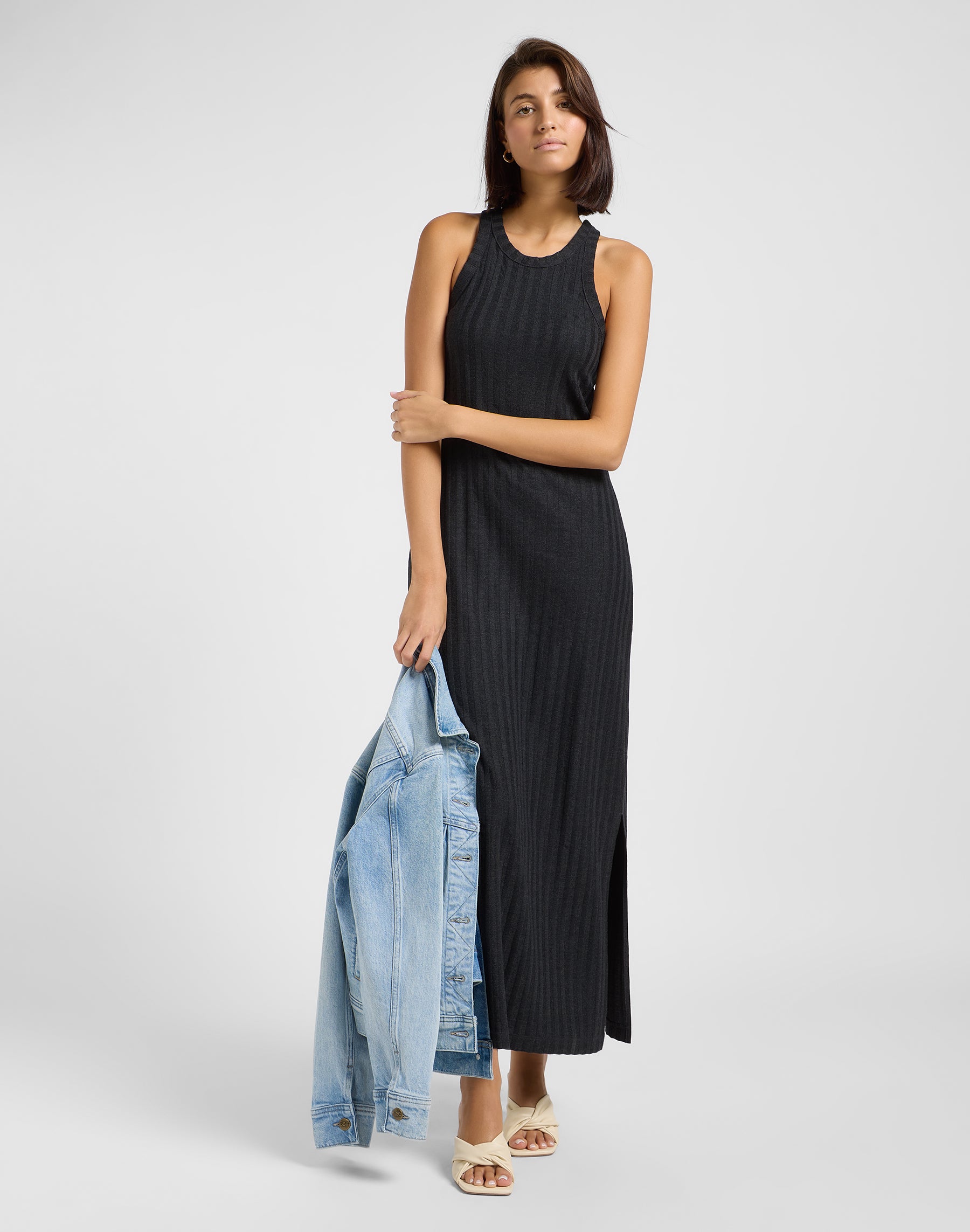 Rib Tank Dress in Black Dresses Lee