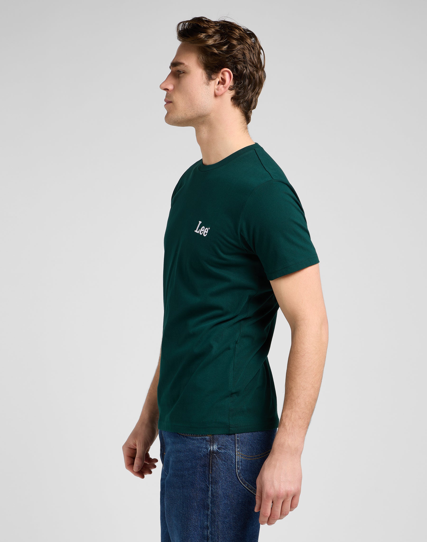 Ss Small Logo Tee in Jade Forest T-Shirts Lee