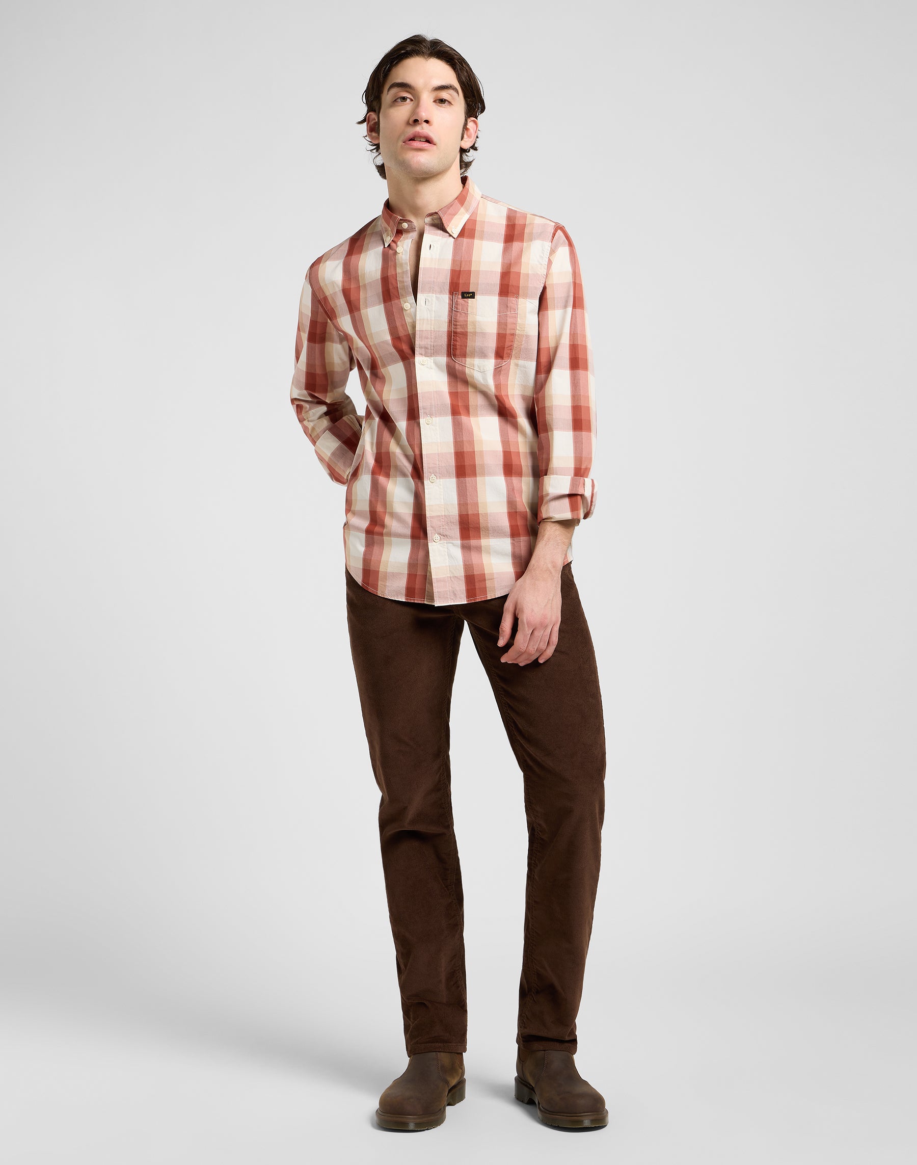 Lee Button Down in Red Clay Plaid Shirts Lee