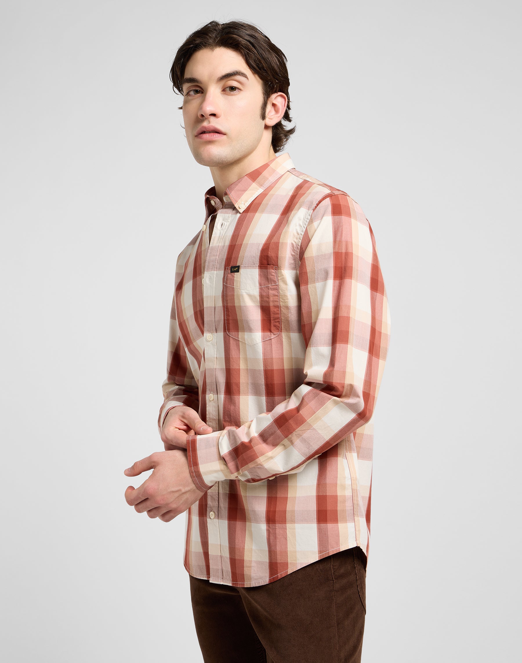 Lee Button Down in Red Clay Plaid Shirts Lee