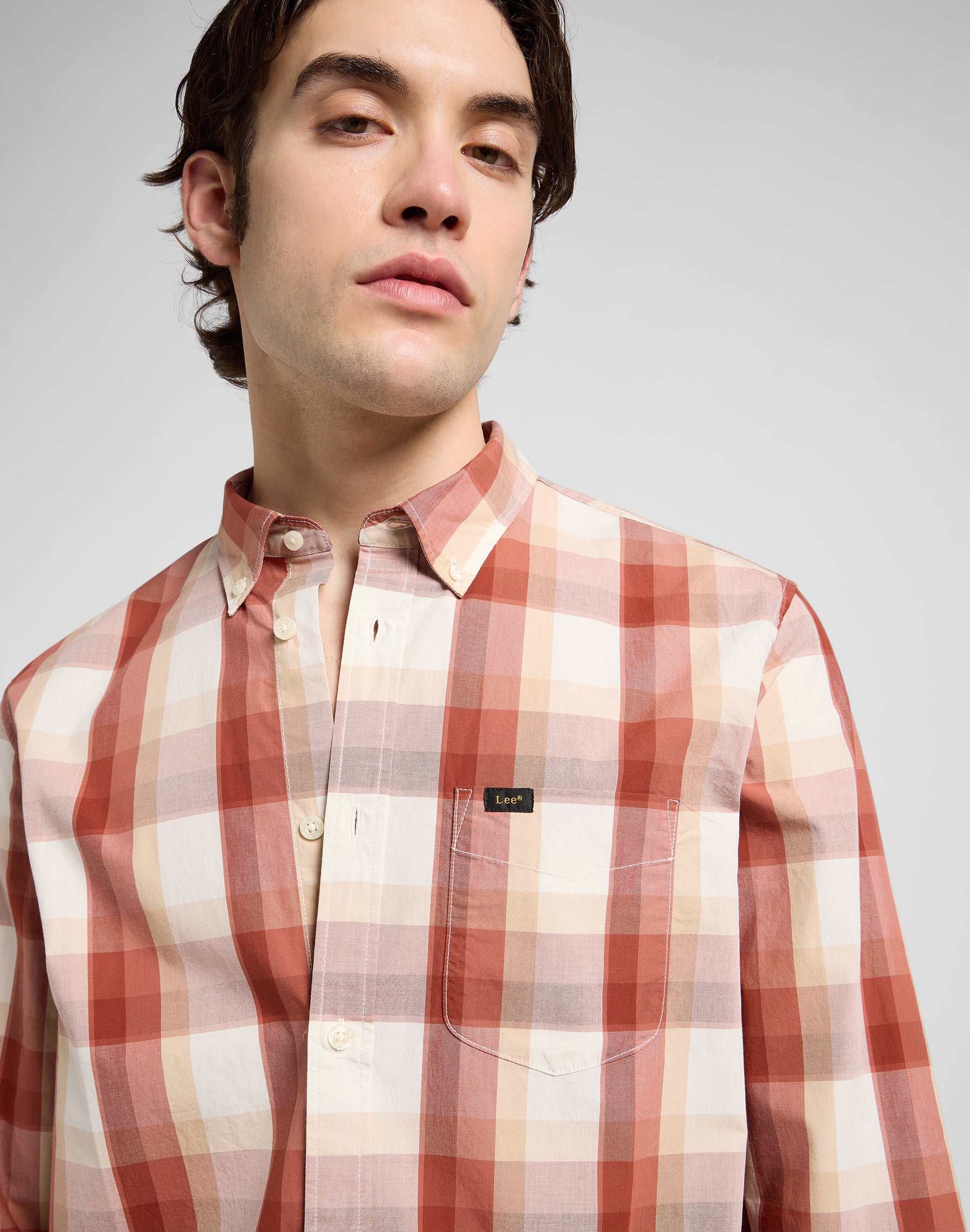 Lee Button Down in Red Clay Plaid Shirts Lee