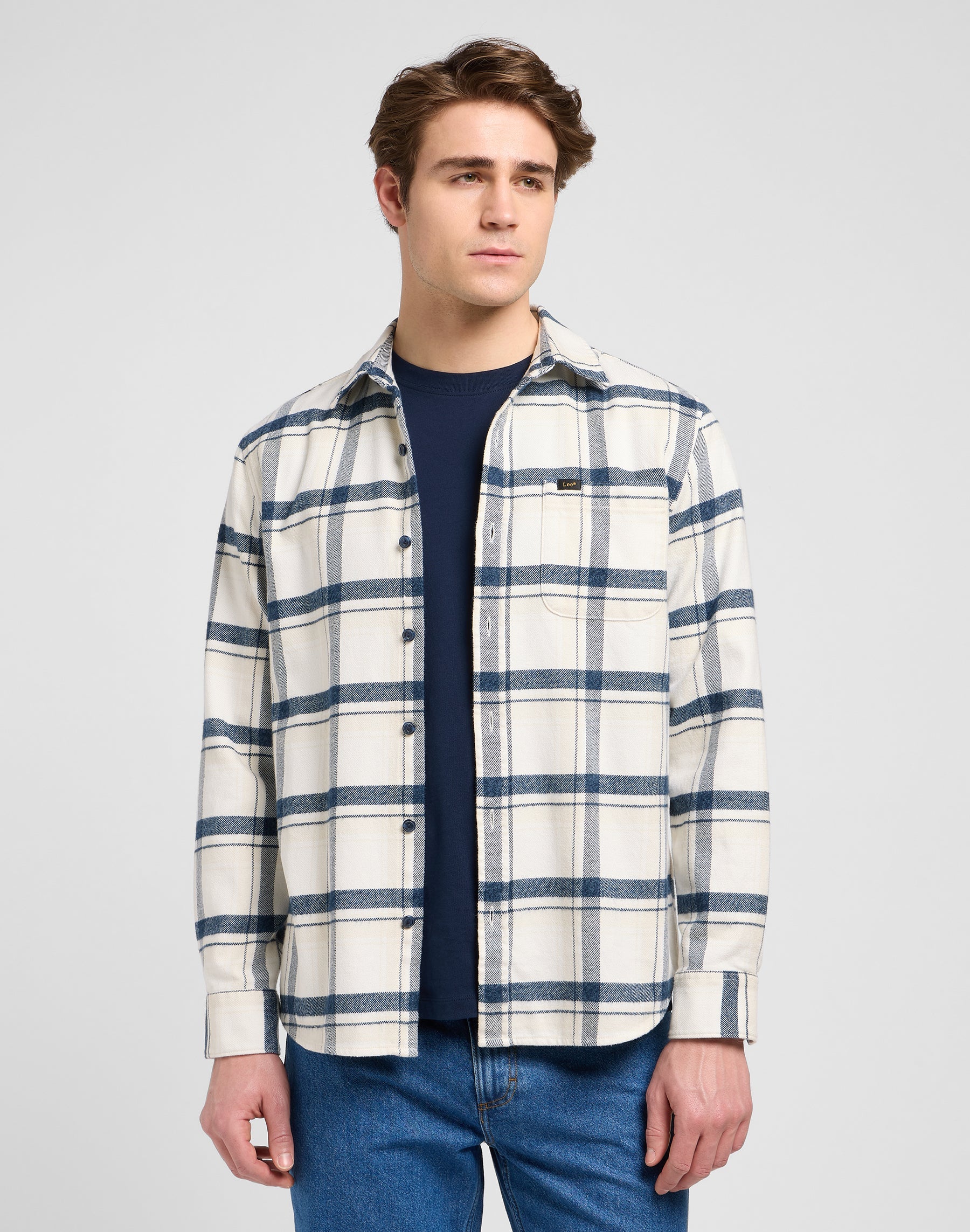 Mercantile Shirt in Vintage Ecru Jaspe Plaid