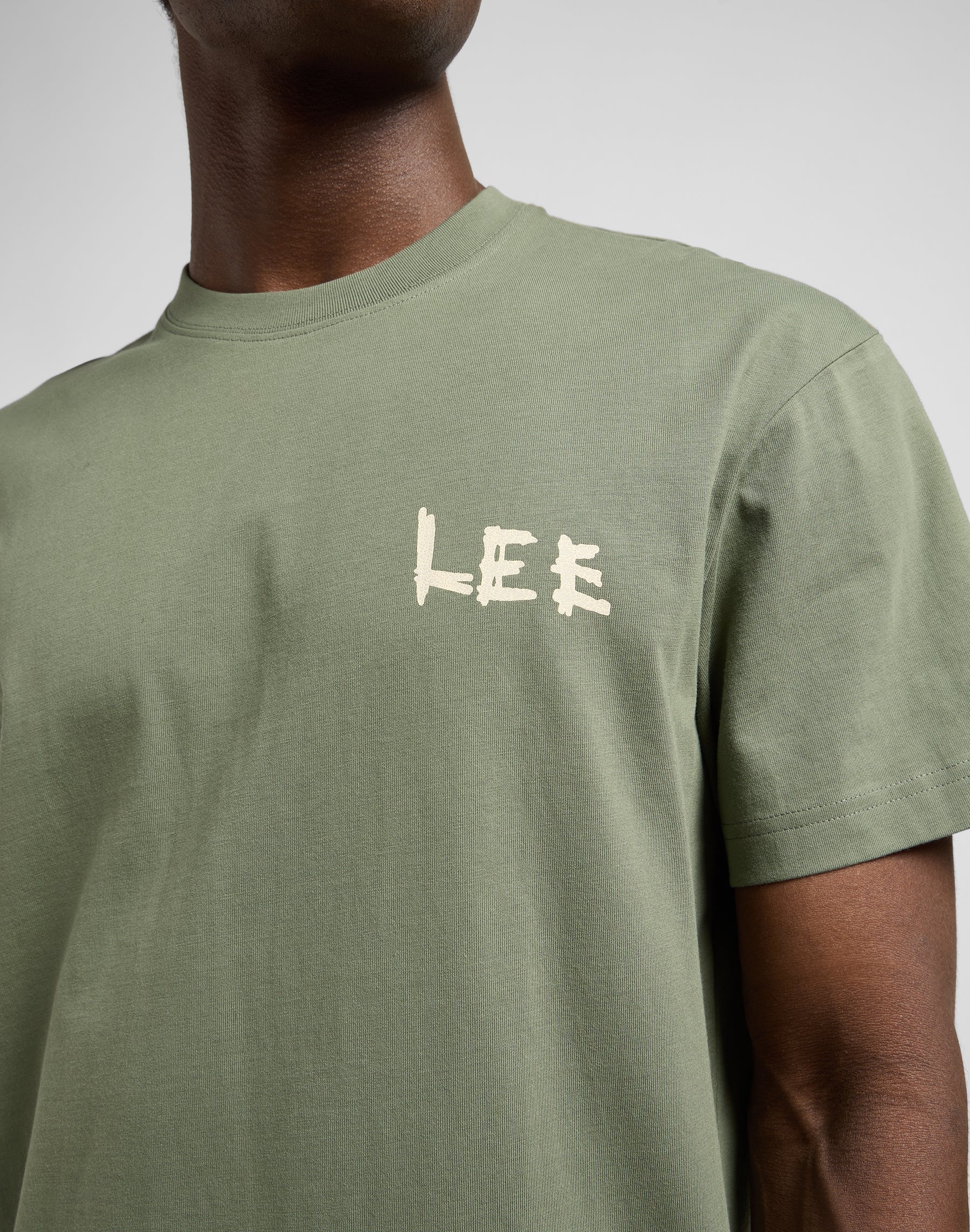 Elevated Ess Logo Tee in Olive Stone T-Shirts Lee