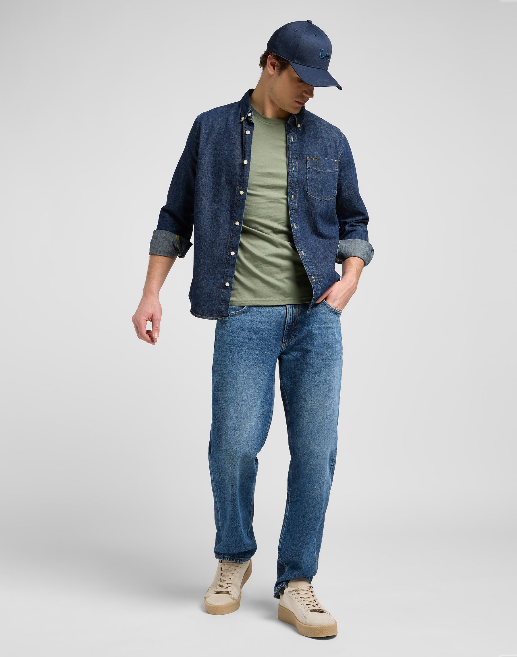 Lee Button Down in Mid Stone 2 Shirts Lee
