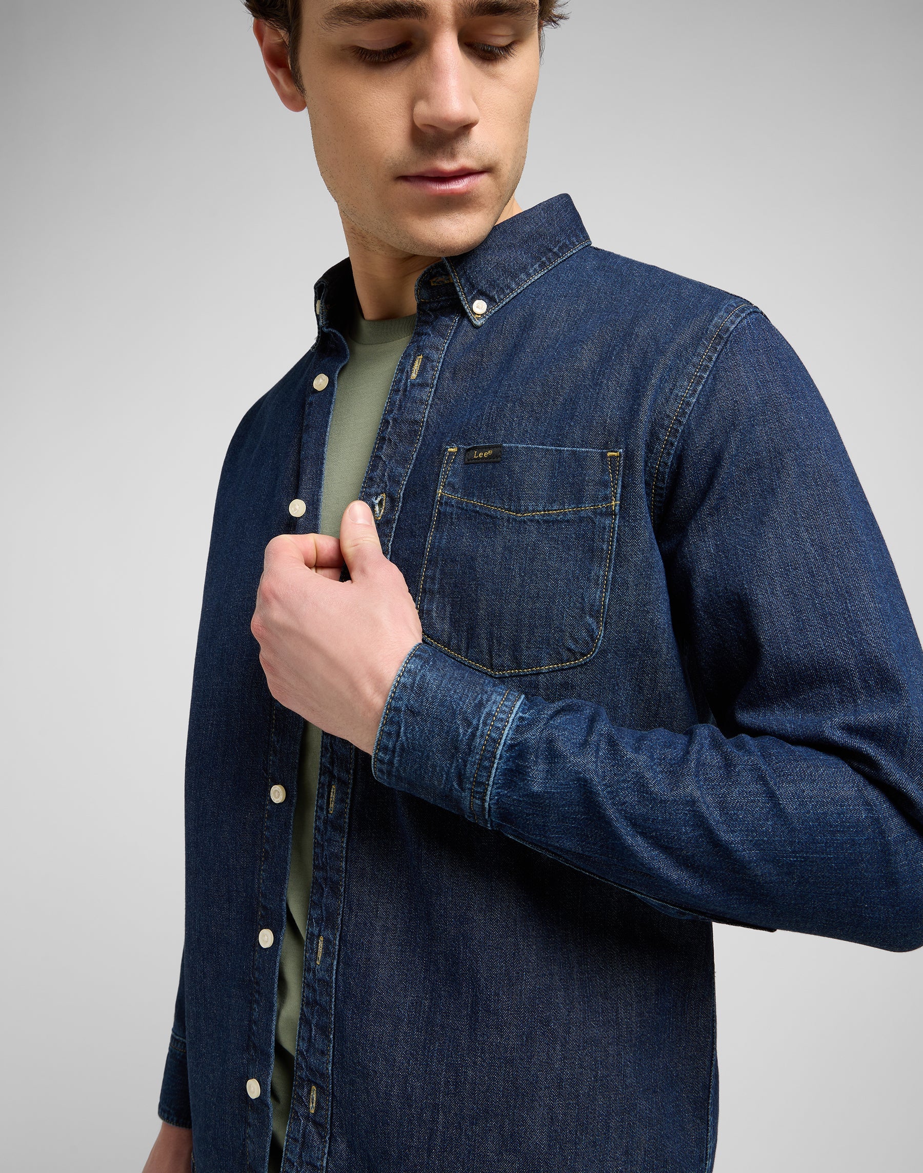 Lee Button Down in Mid Stone 2 Shirts Lee