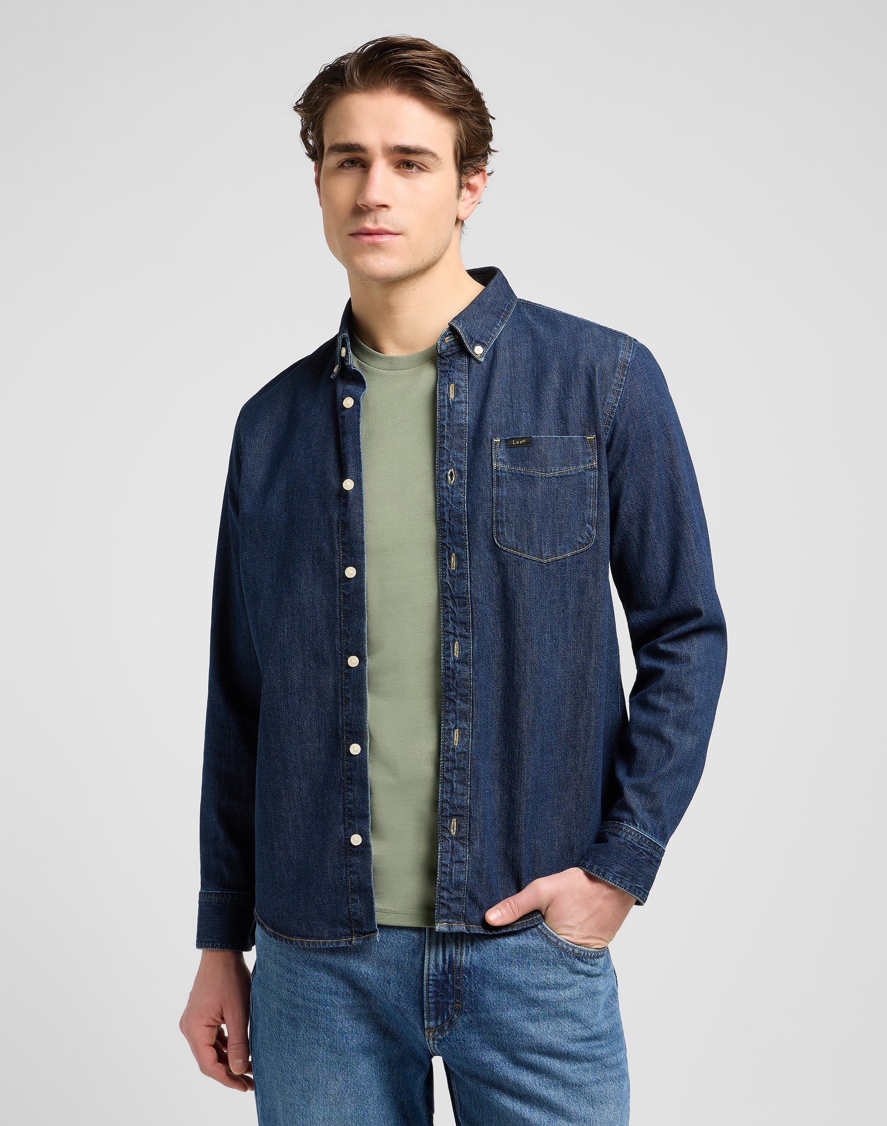 Lee Button Down in Mid Stone 2 Shirts Lee