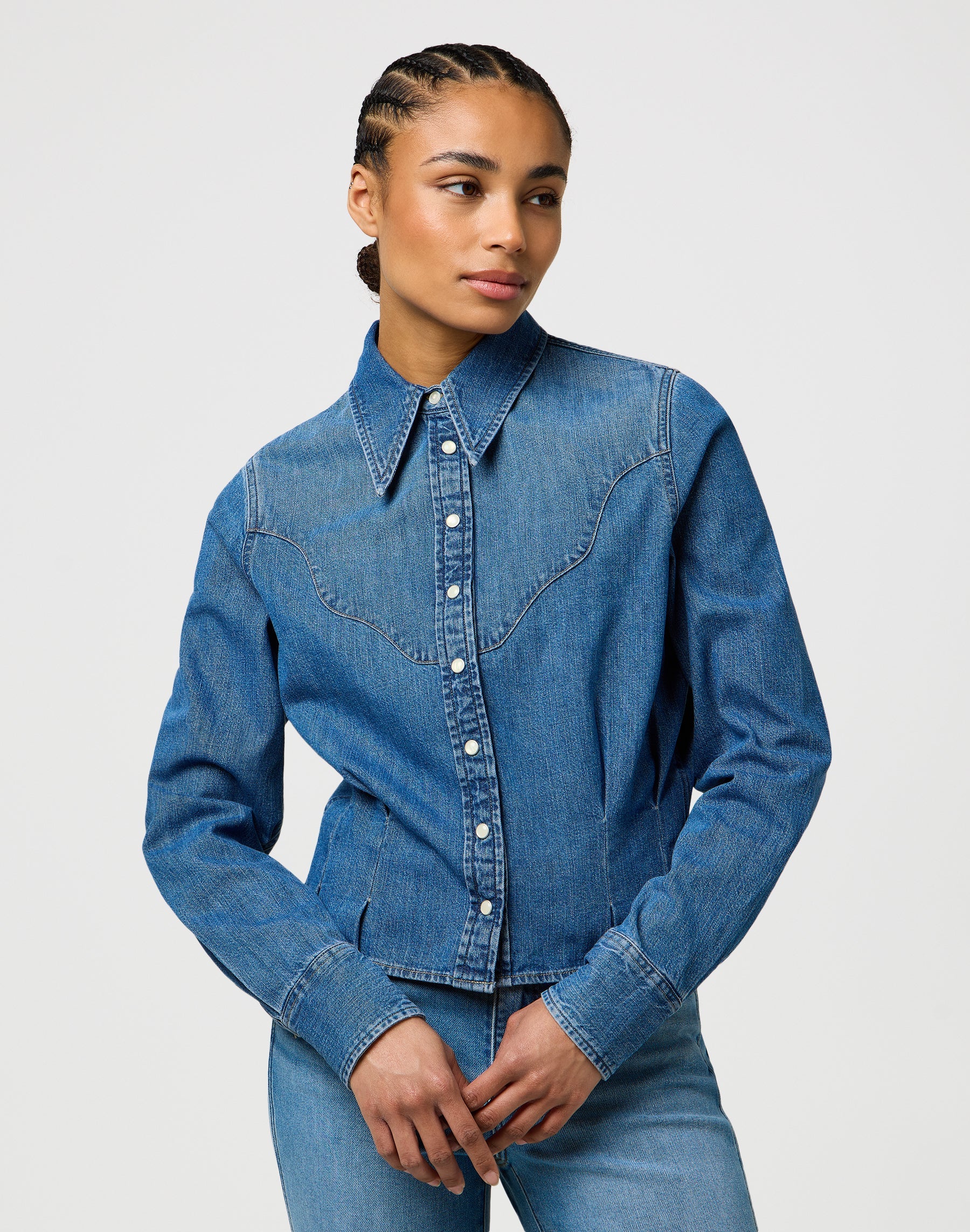Femme Peplum Shirt in Light Hand Shirts Wrangler
