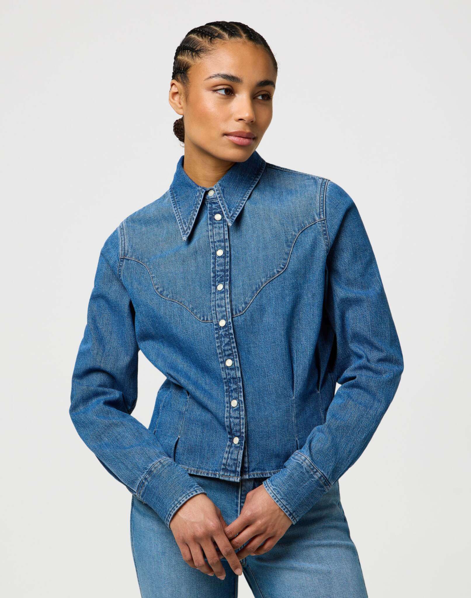 Femme Peplum Shirt in Light Hand Shirts Wrangler