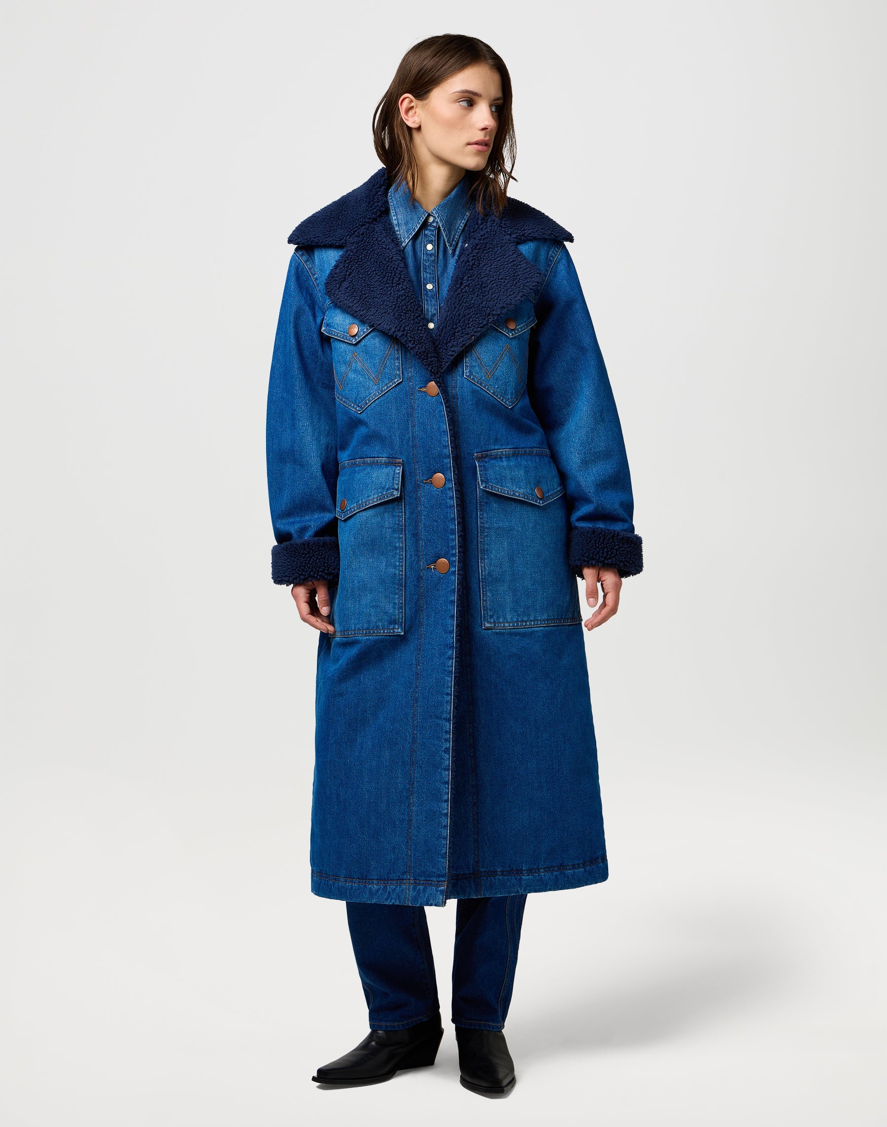 Wrange Coat in Sparkle Blue Jackets Wrangler