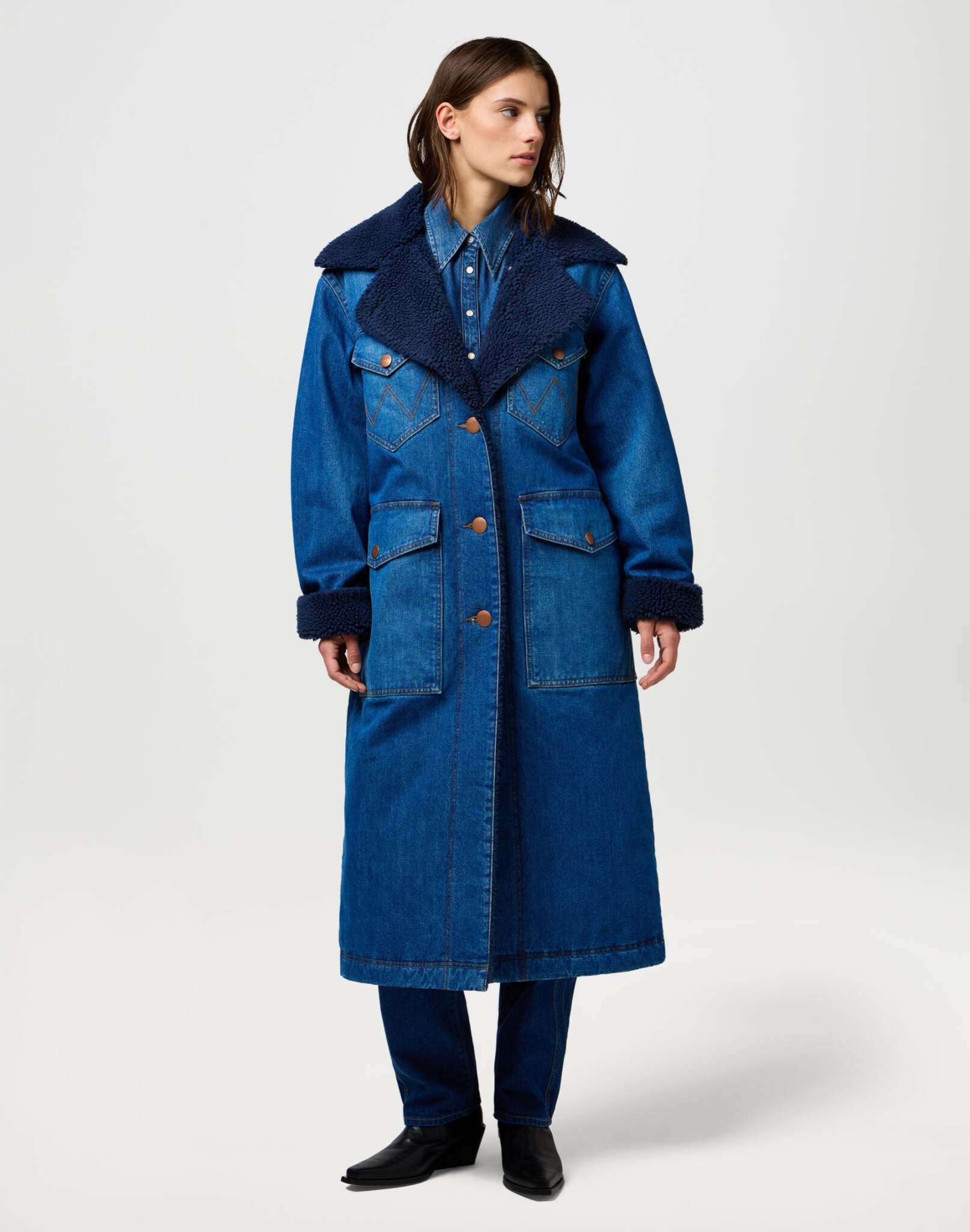 Wrange Coat in Sparkle Blue Jackets Wrangler