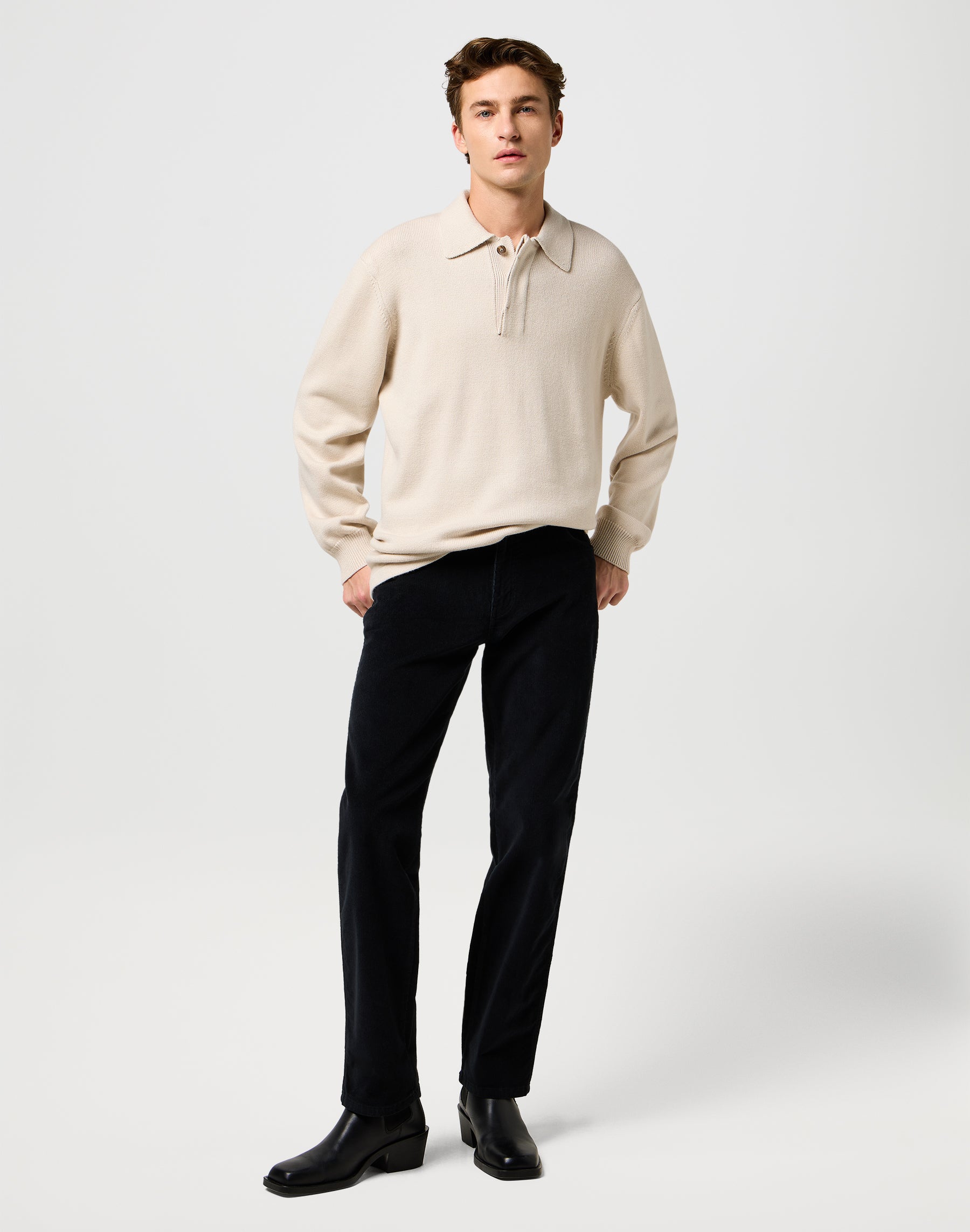Texas in Black pants Wrangler