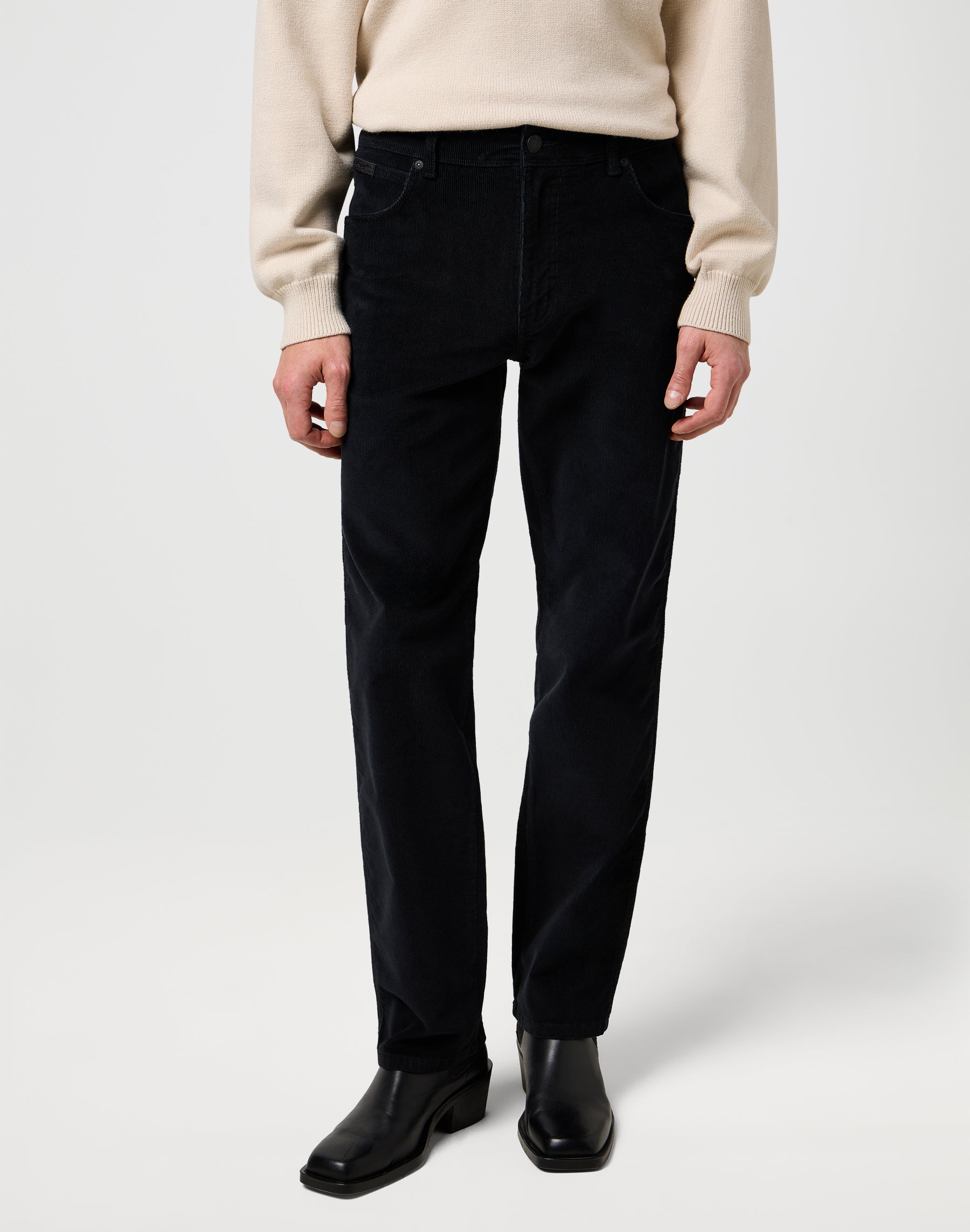 Texas in Black pants Wrangler