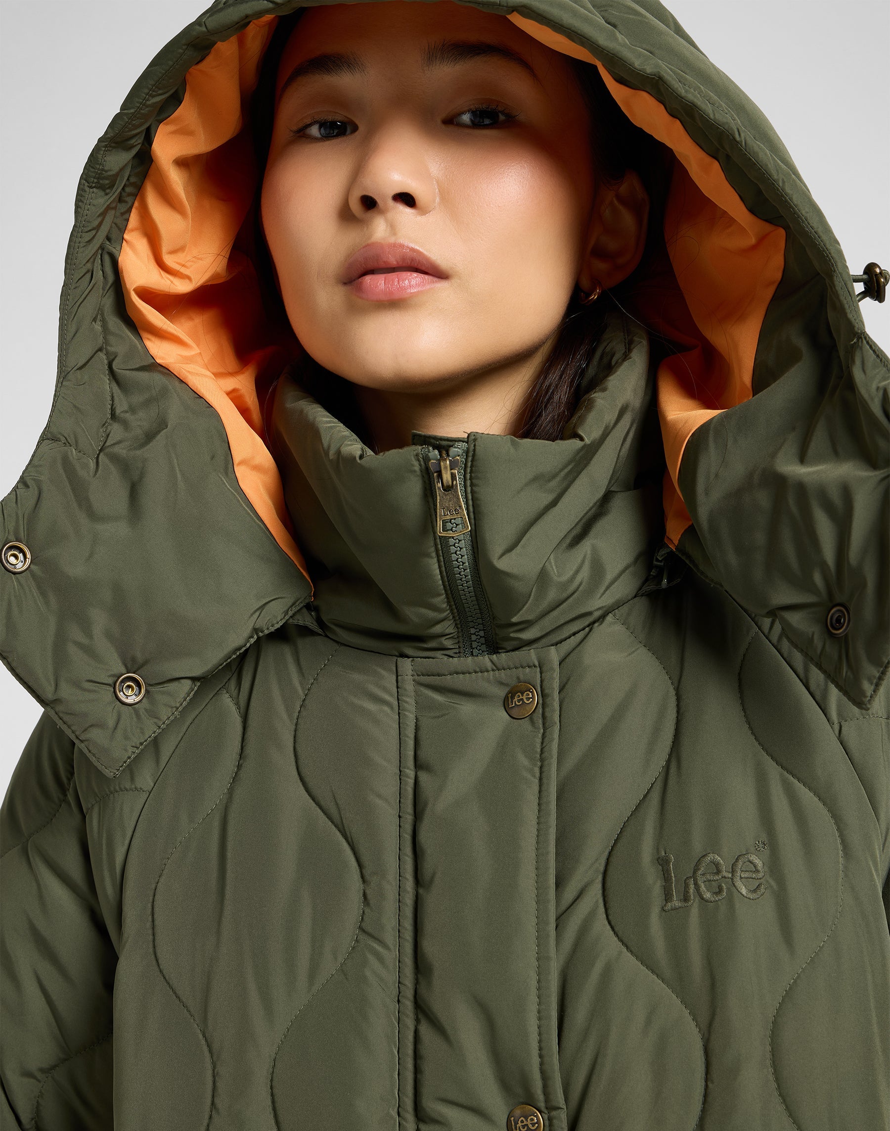 Long Puffer in Oak Moss Jackets Lee