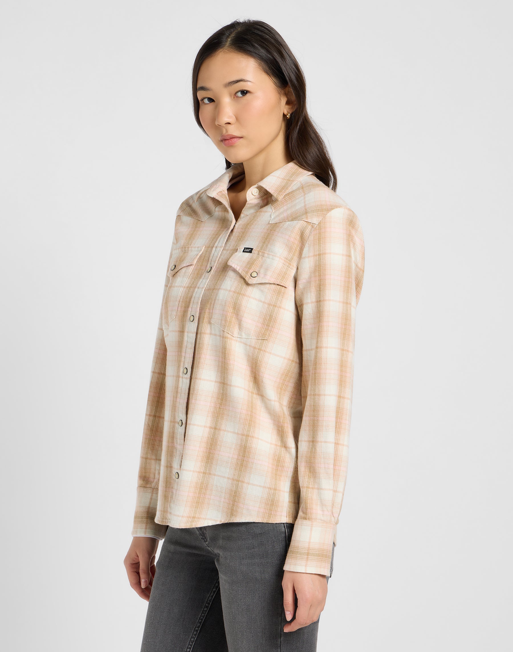 Regular Western Shirt in Khaki Plaid Shirts Lee